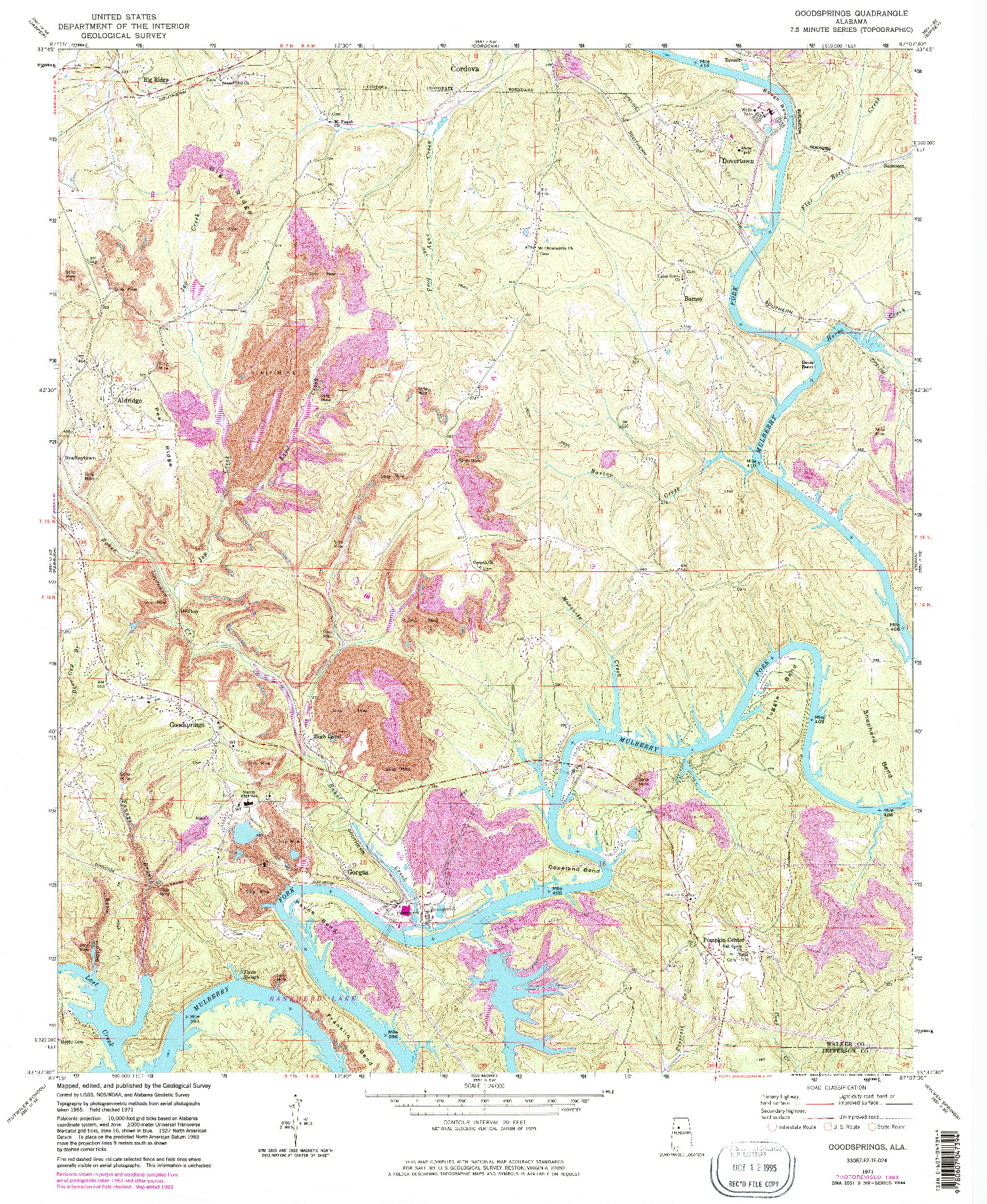 USGS 1:24000-SCALE QUADRANGLE FOR GOODSPRINGS, AL 1971