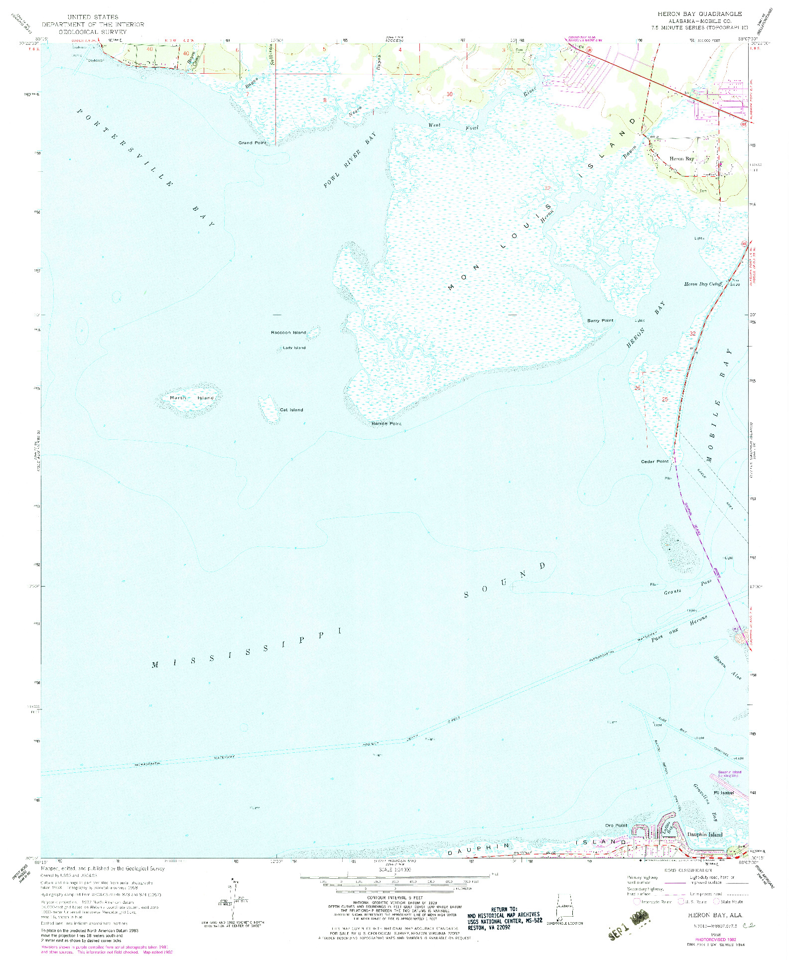 USGS 1:24000-SCALE QUADRANGLE FOR HERON BAY, AL 1958