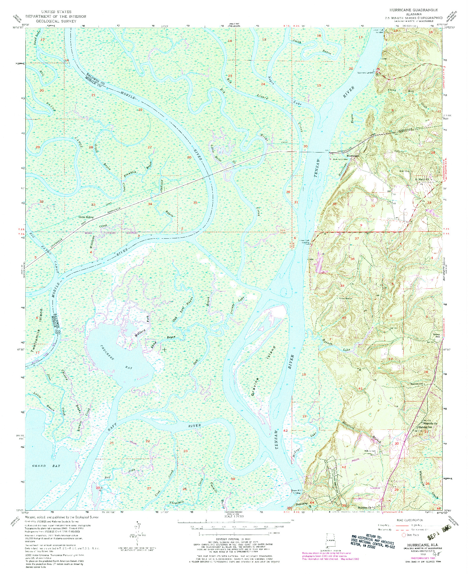 USGS 1:24000-SCALE QUADRANGLE FOR HURRICANE, AL 1953