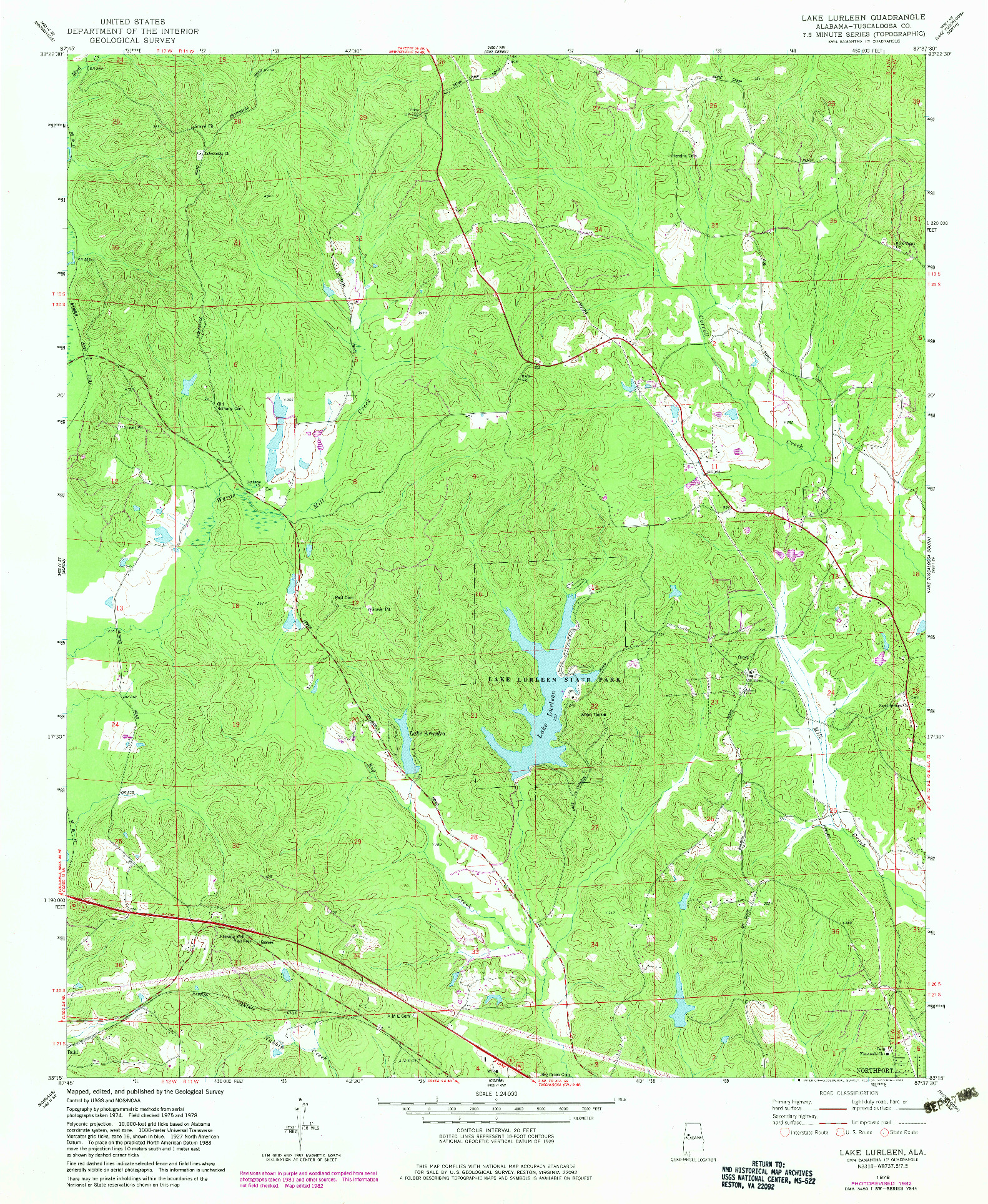 USGS 1:24000-SCALE QUADRANGLE FOR LAKE LURLEEN, AL 1978