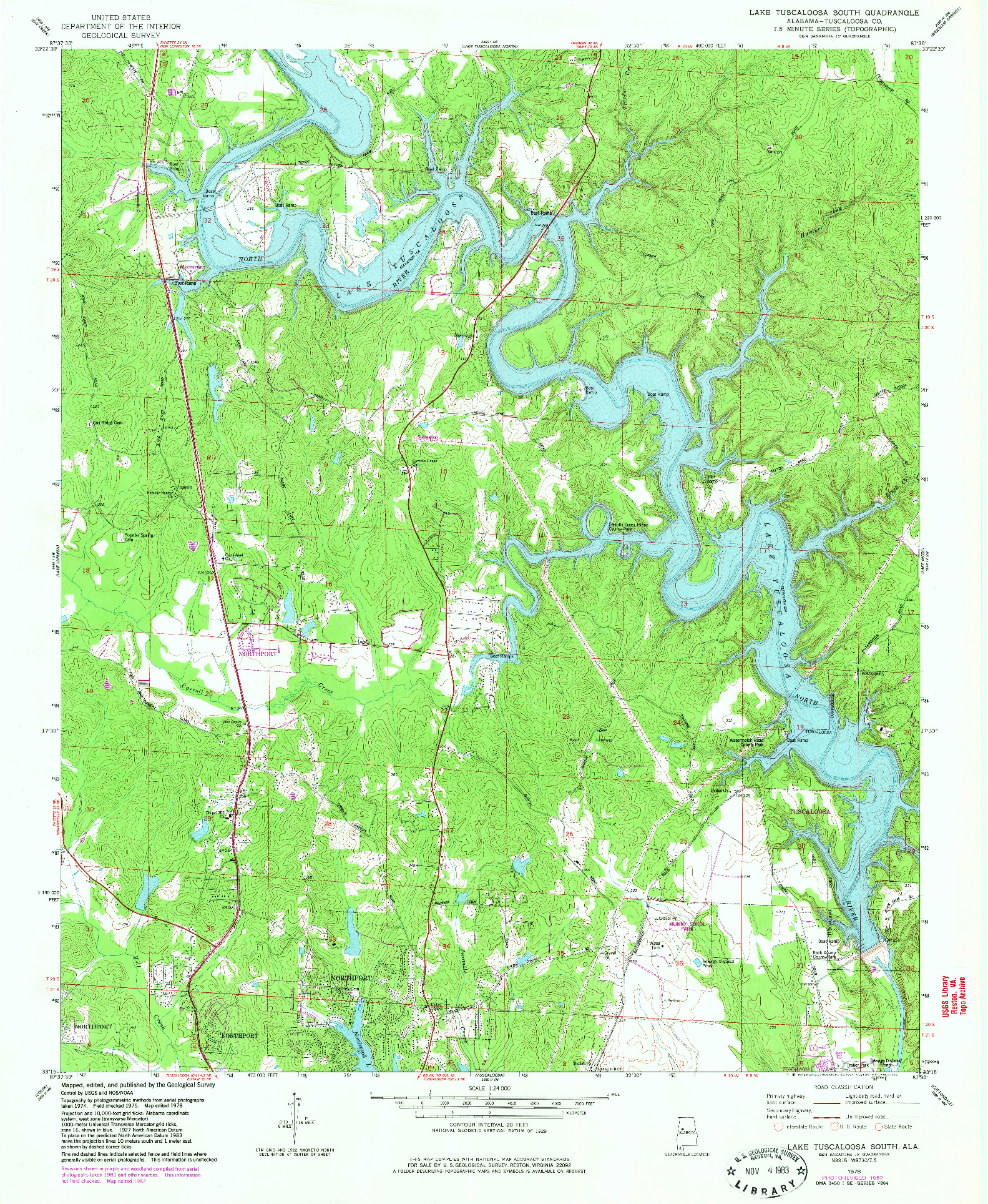 USGS 1:24000-SCALE QUADRANGLE FOR LAKE TUSCALOOSA SOUTH, AL 1978