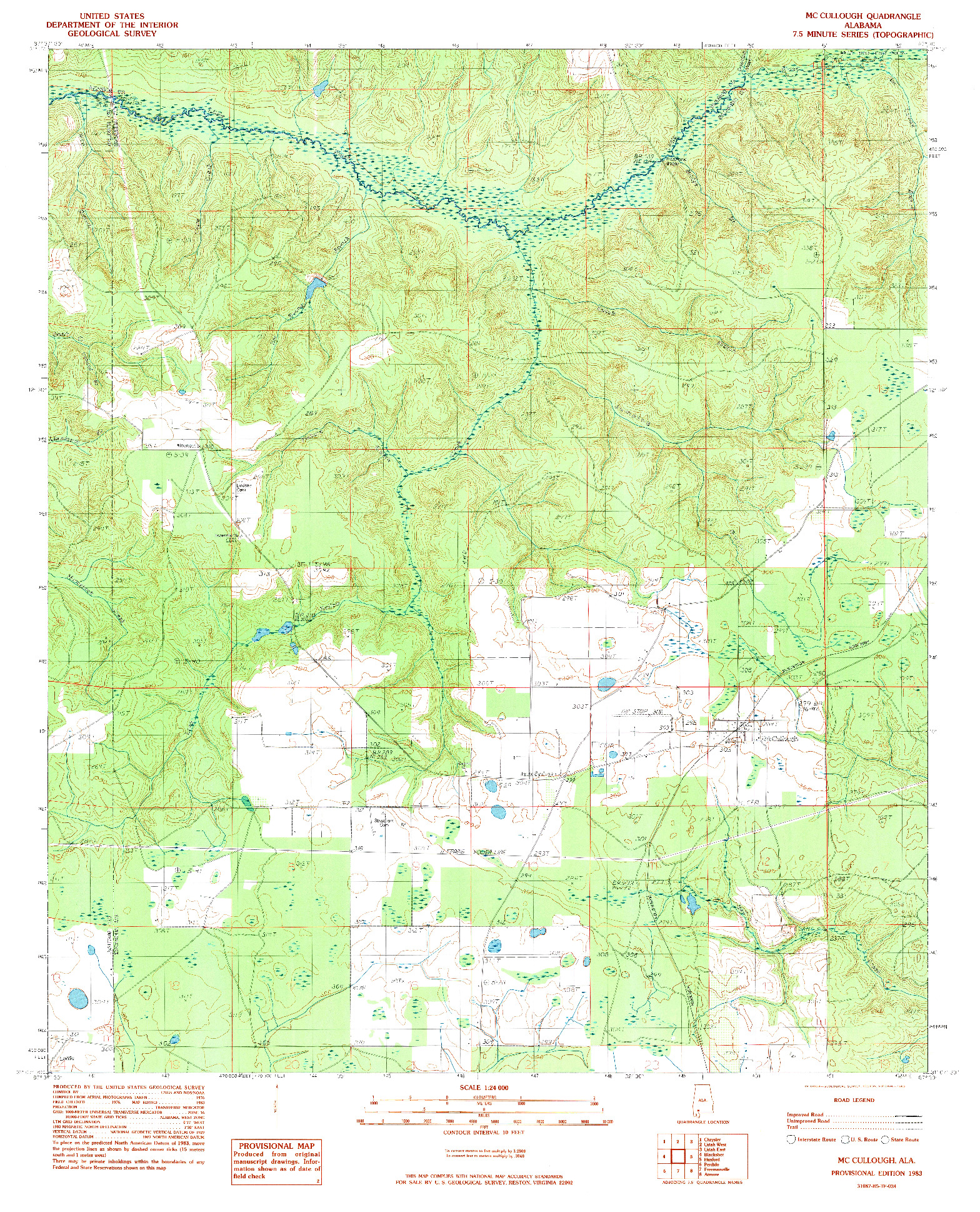 USGS 1:24000-SCALE QUADRANGLE FOR MCCULLOUGH, AL 1983
