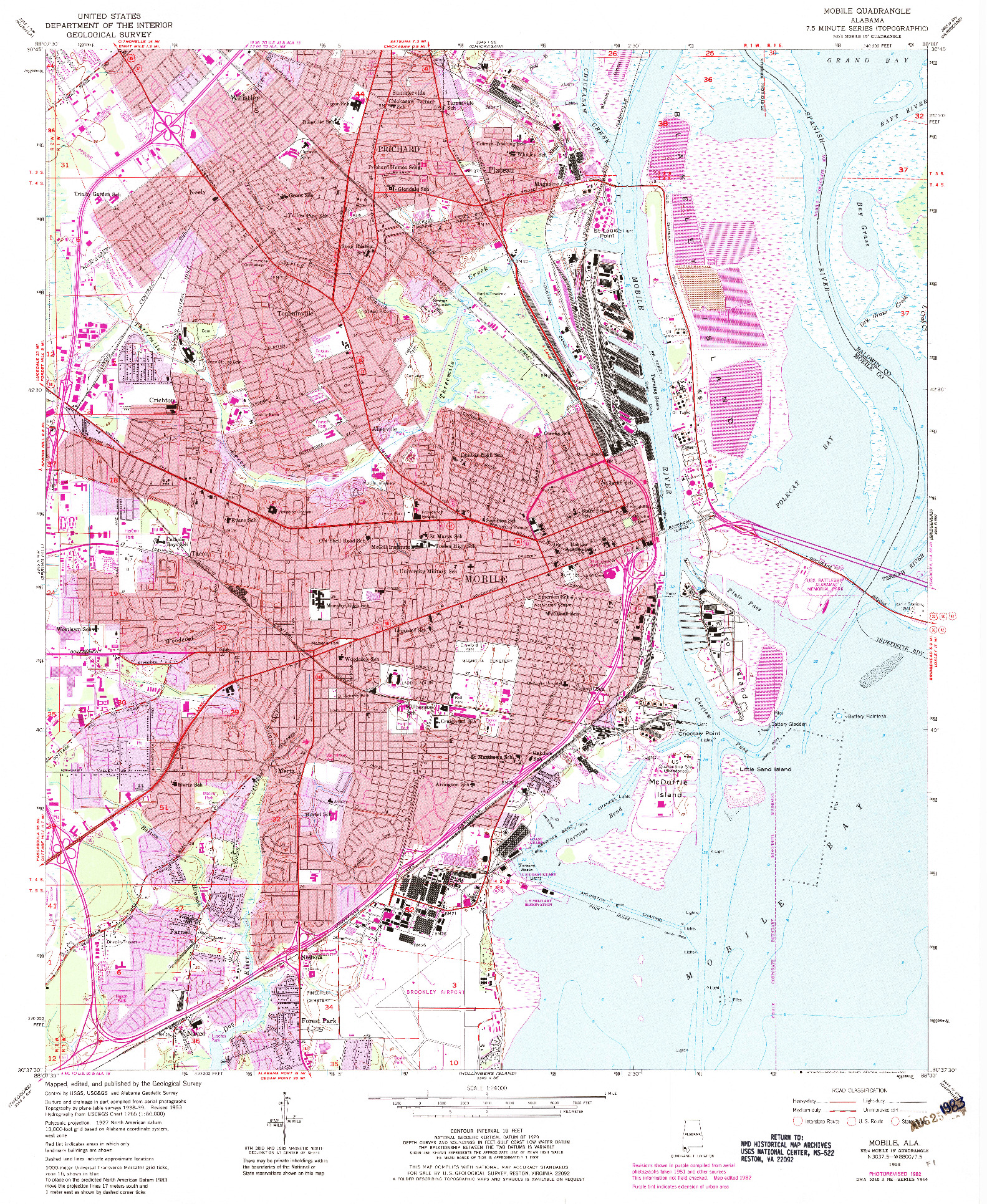 USGS 1:24000-SCALE QUADRANGLE FOR MOBILE, AL 1953