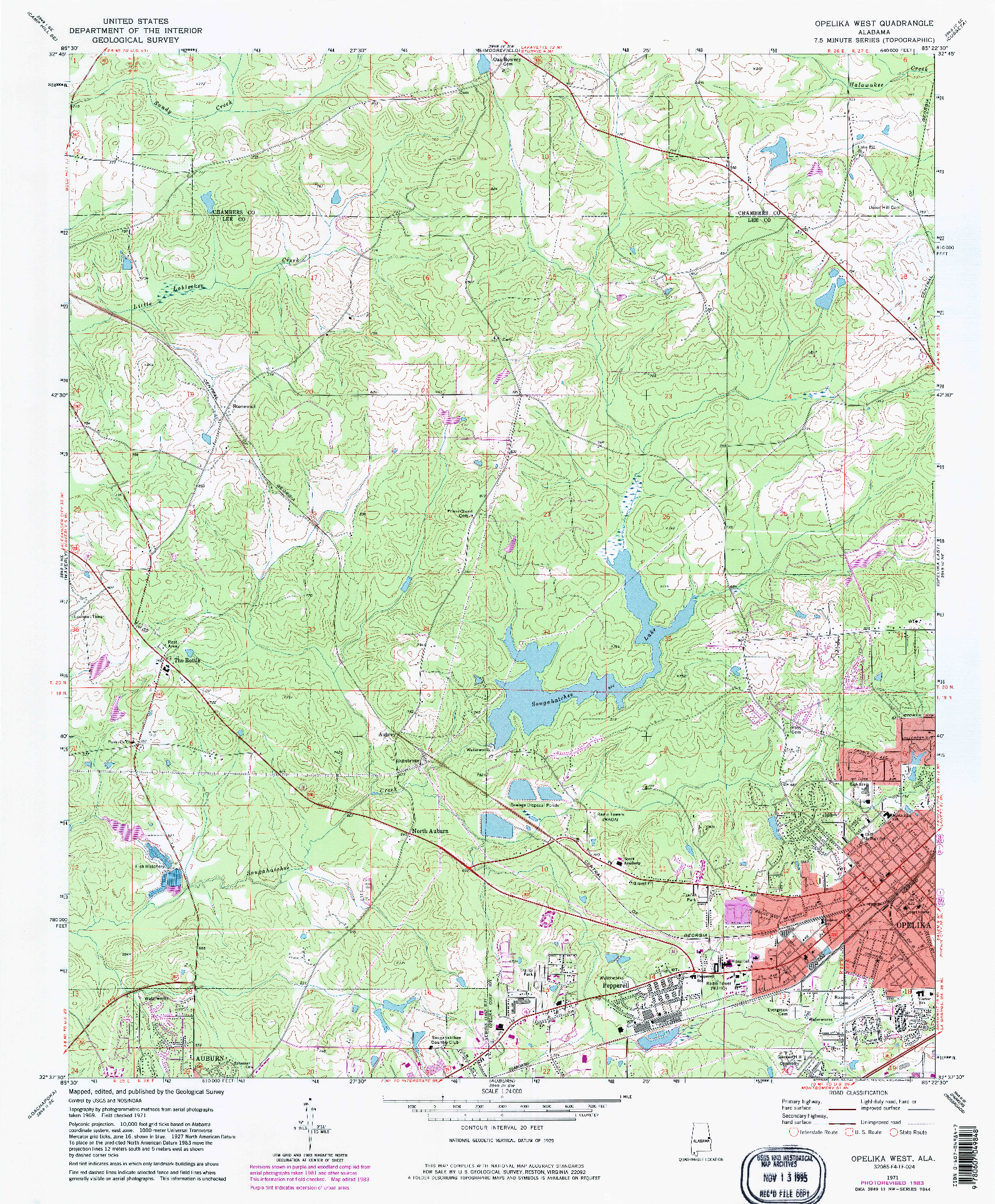 USGS 1:24000-SCALE QUADRANGLE FOR OPELIKA WEST, AL 1971