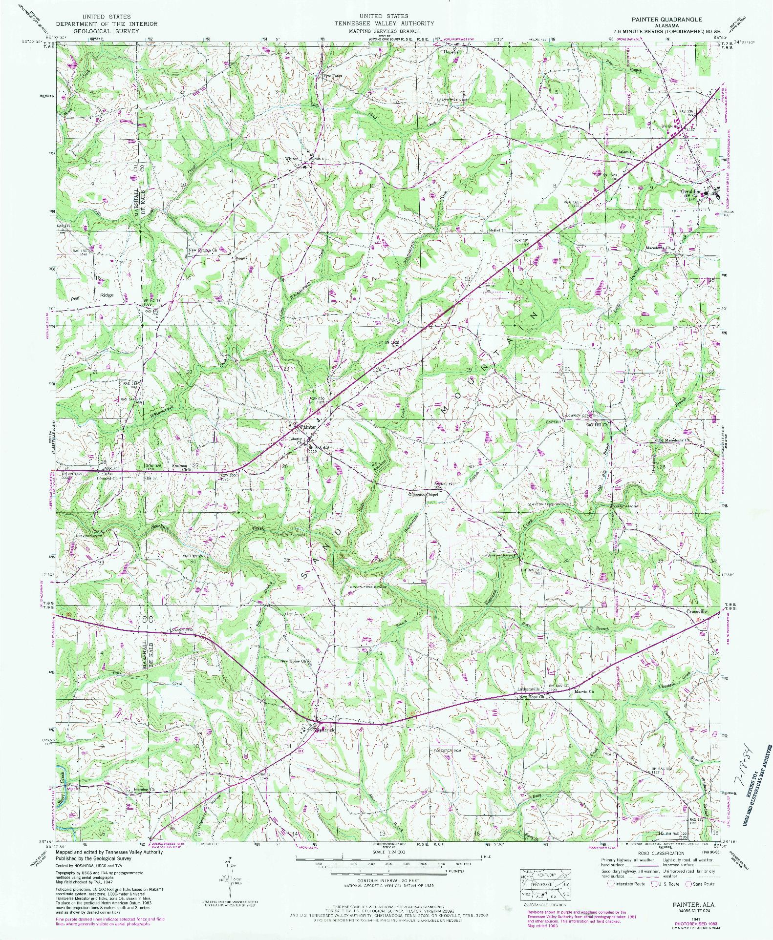 USGS 1:24000-SCALE QUADRANGLE FOR PAINTER, AL 1947