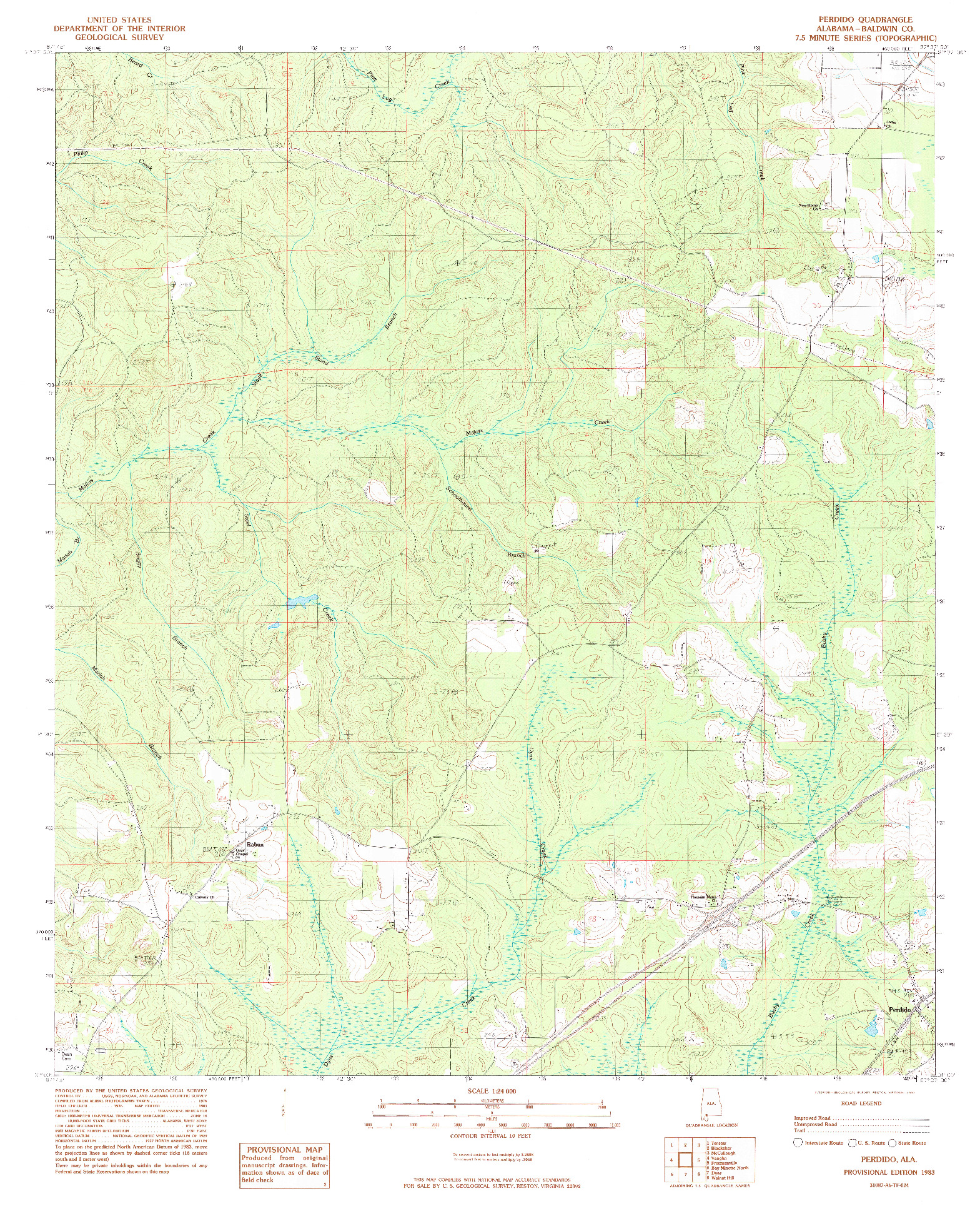 USGS 1:24000-SCALE QUADRANGLE FOR PERDIDO, AL 1983