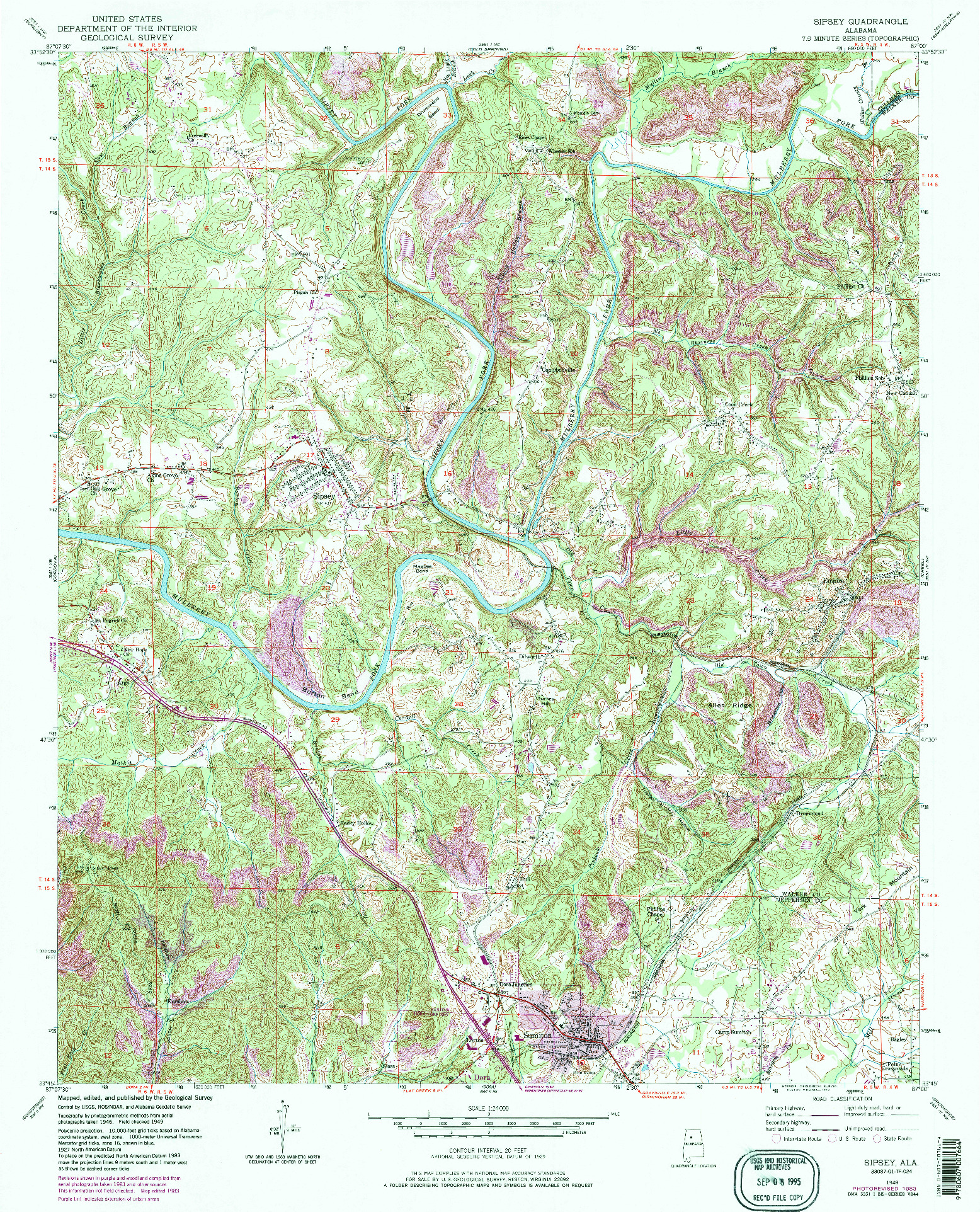 USGS 1:24000-SCALE QUADRANGLE FOR SIPSEY, AL 1949