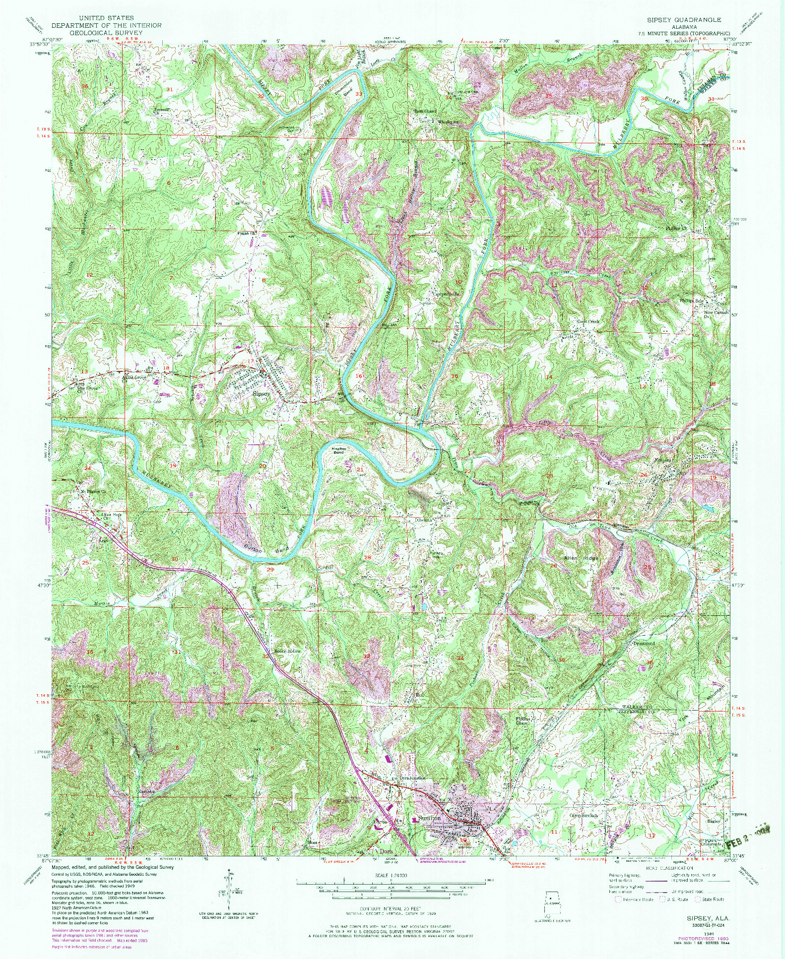 USGS 1:24000-SCALE QUADRANGLE FOR SIPSEY, AL 1949