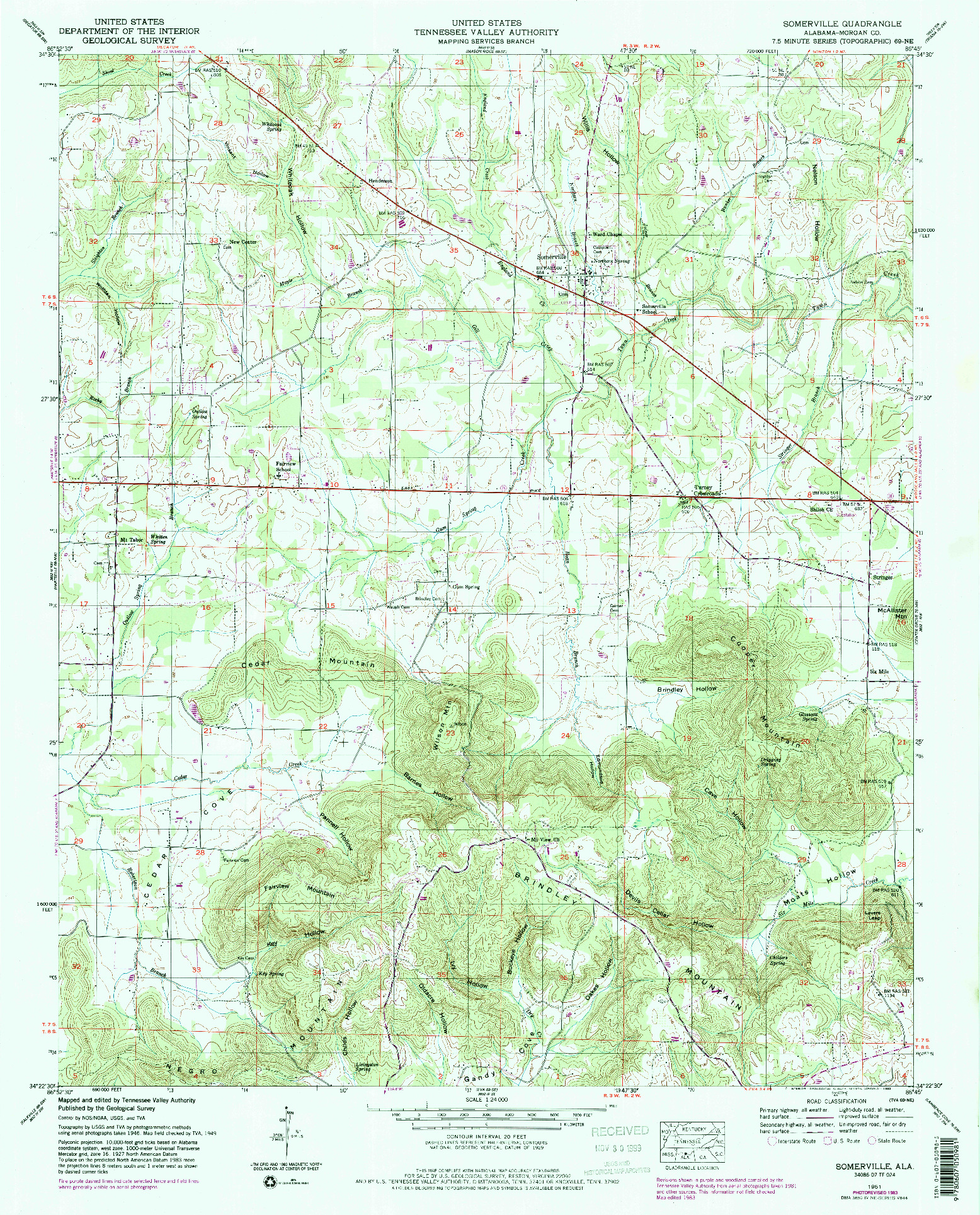 USGS 1:24000-SCALE QUADRANGLE FOR SOMERVILLE, AL 1951