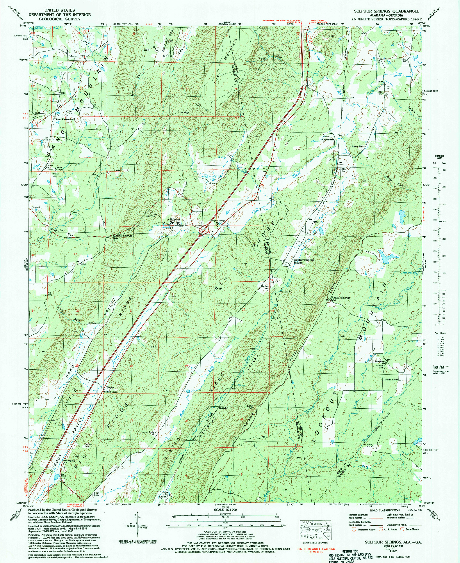 USGS 1:24000-SCALE QUADRANGLE FOR SULPHUR SPRINGS, AL 1982