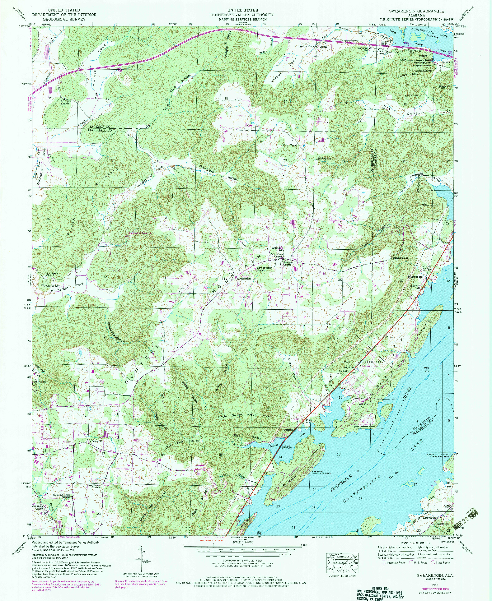 USGS 1:24000-SCALE QUADRANGLE FOR SWEARENGIN, AL 1947