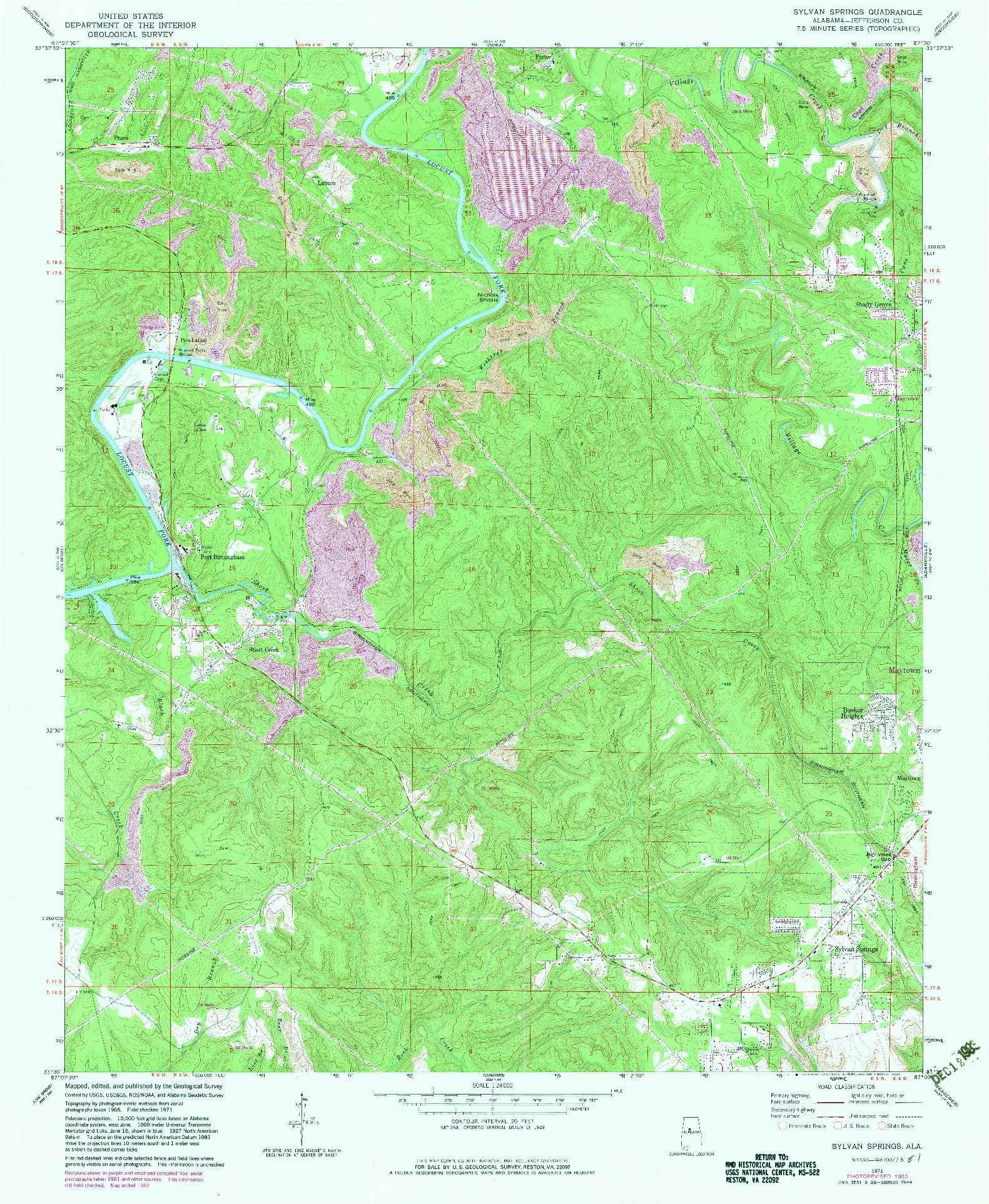 USGS 1:24000-SCALE QUADRANGLE FOR SYLVAN SPRINGS, AL 1971