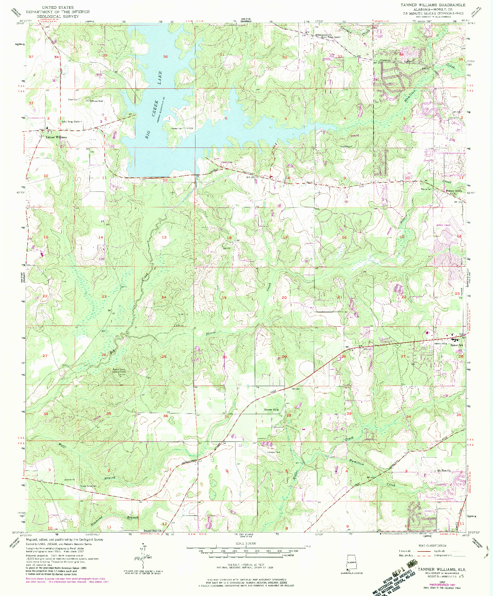 USGS 1:24000-SCALE QUADRANGLE FOR TANNER WILLIAMS, AL 1957