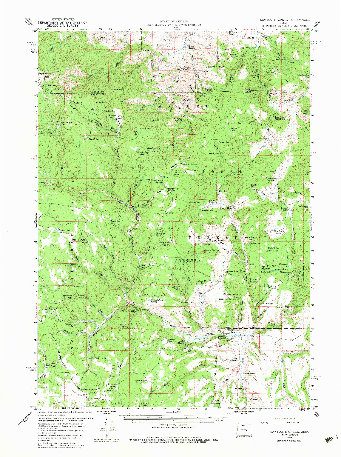 USGS 1:62500-SCALE QUADRANGLE FOR SAWTOOTH CREEK, OR 1959