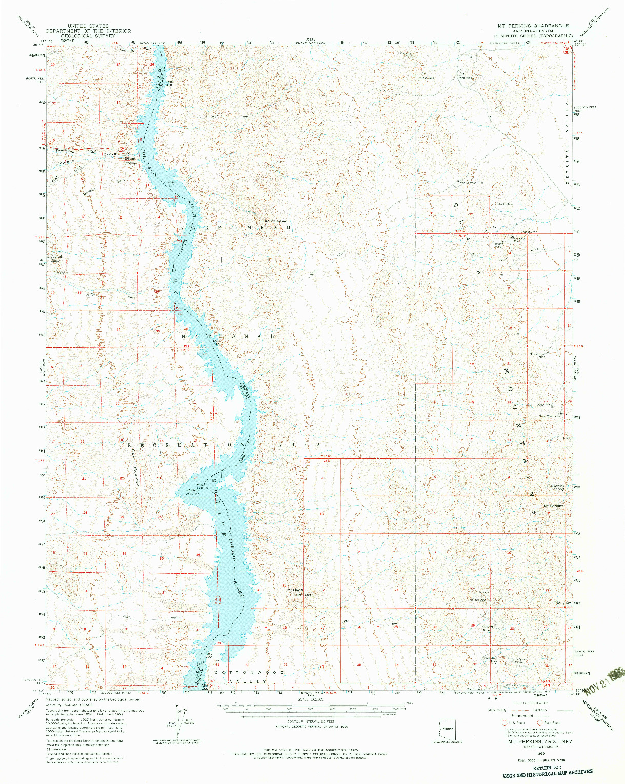 USGS 1:62500-SCALE QUADRANGLE FOR MT. PERKINS, AZ 1959