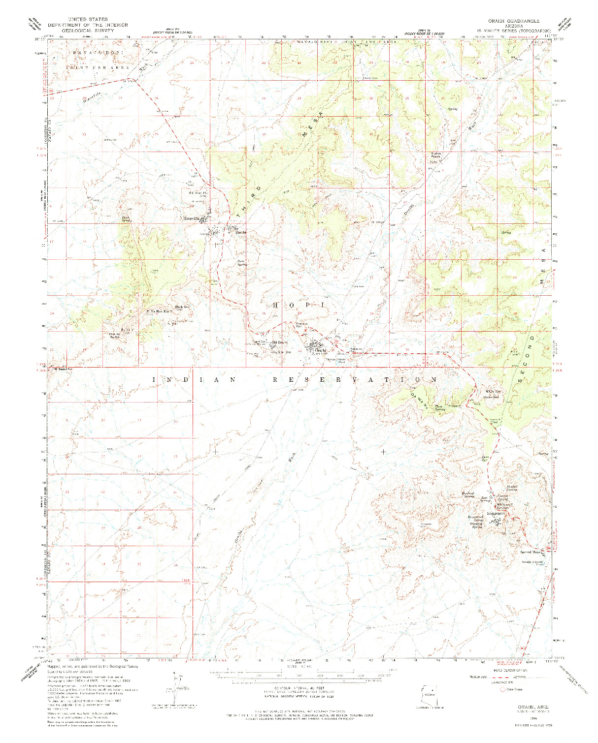 USGS 1:62500-SCALE QUADRANGLE FOR ORAIBI, AZ 1966
