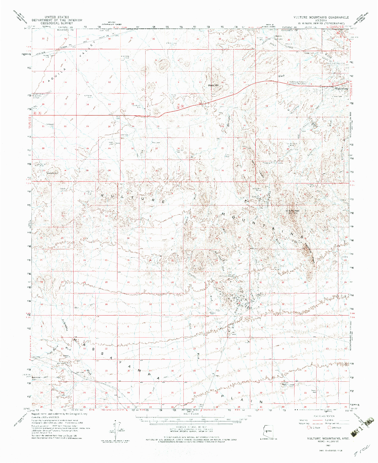 USGS 1:62500-SCALE QUADRANGLE FOR VULTURE MOUNTAINS, AZ 1961