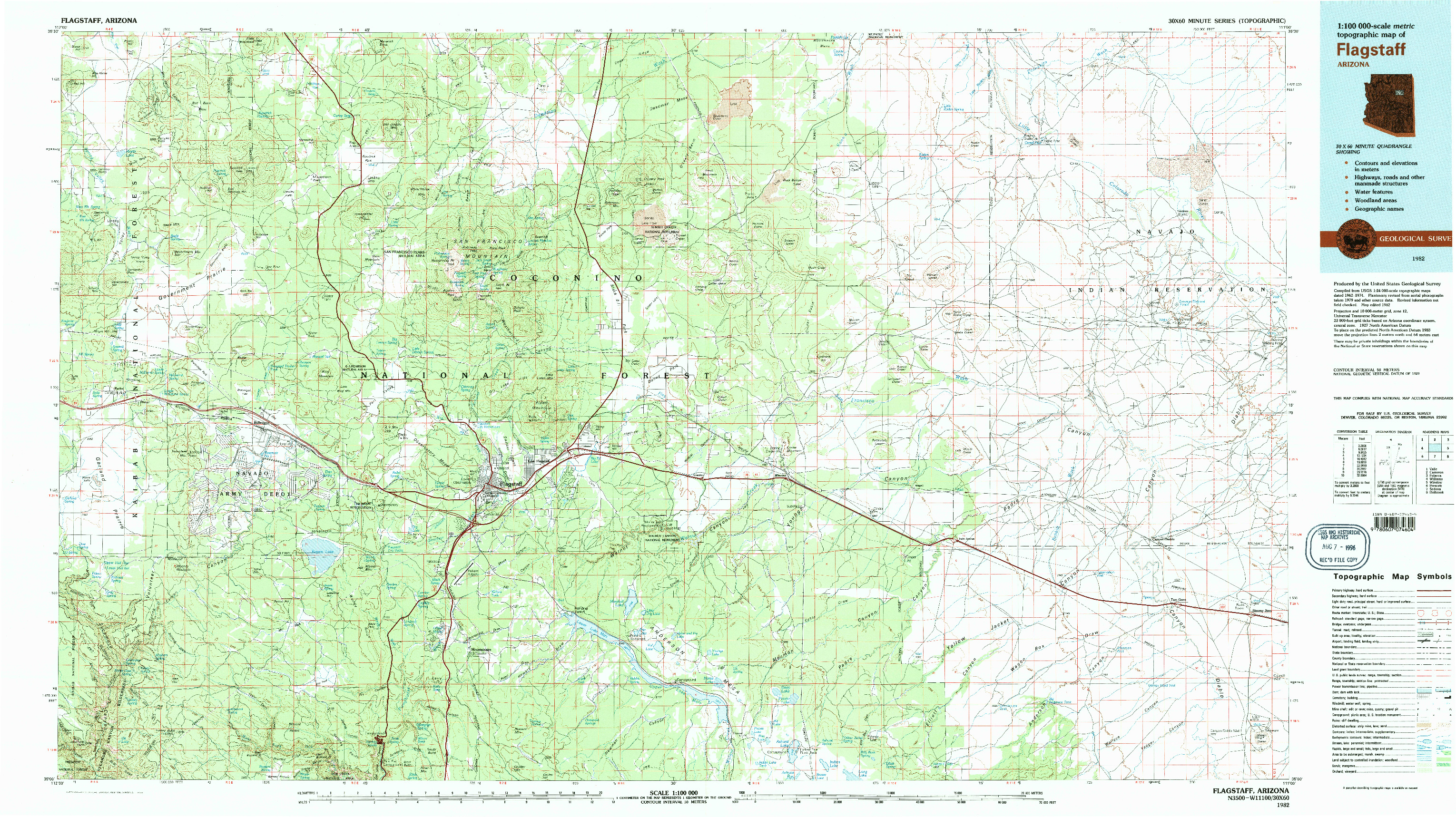 USGS 1:100000-SCALE QUADRANGLE FOR FLAGSTAFF, AZ 1982