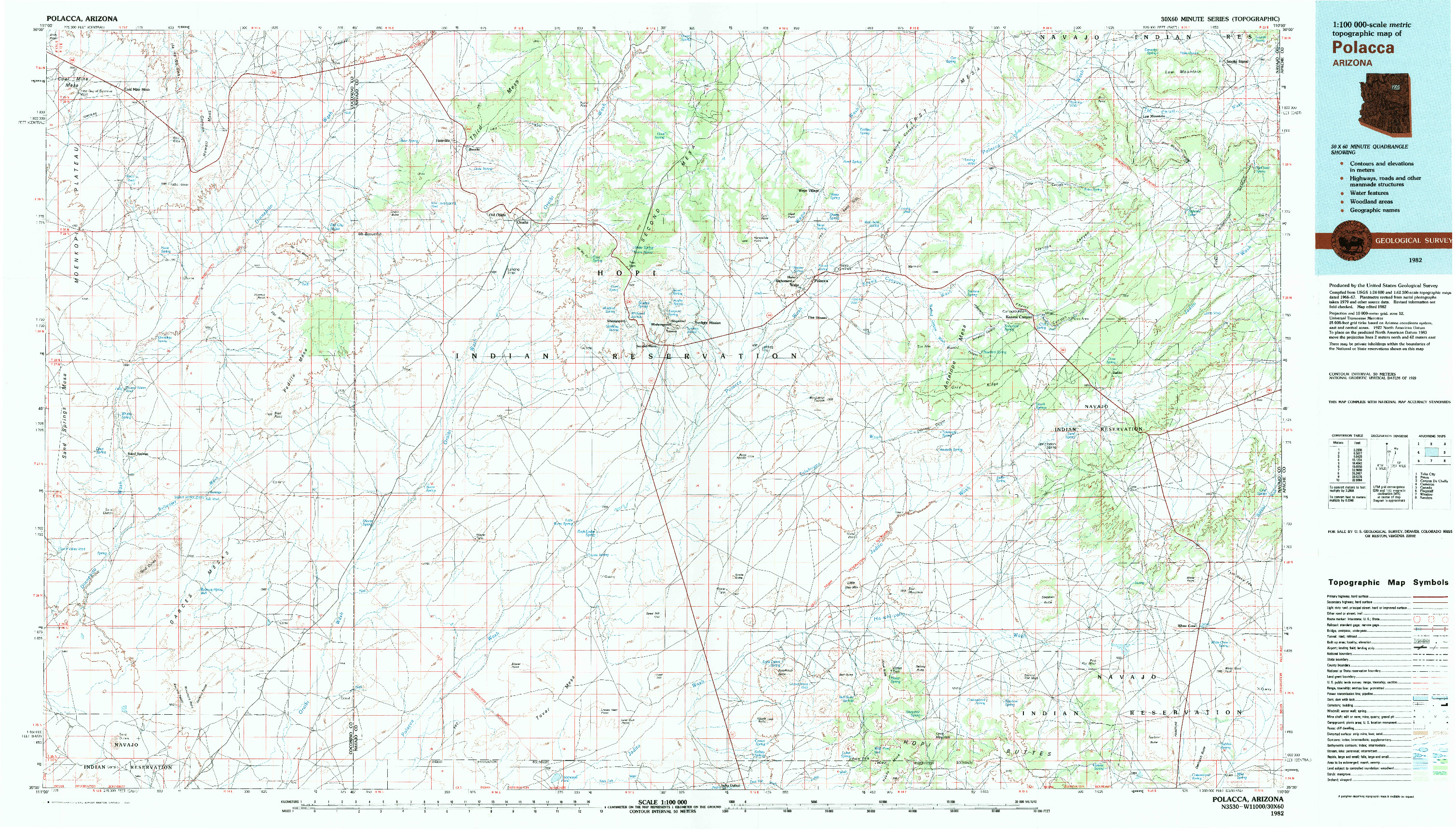 USGS 1:100000-SCALE QUADRANGLE FOR POLACCA, AZ 1982