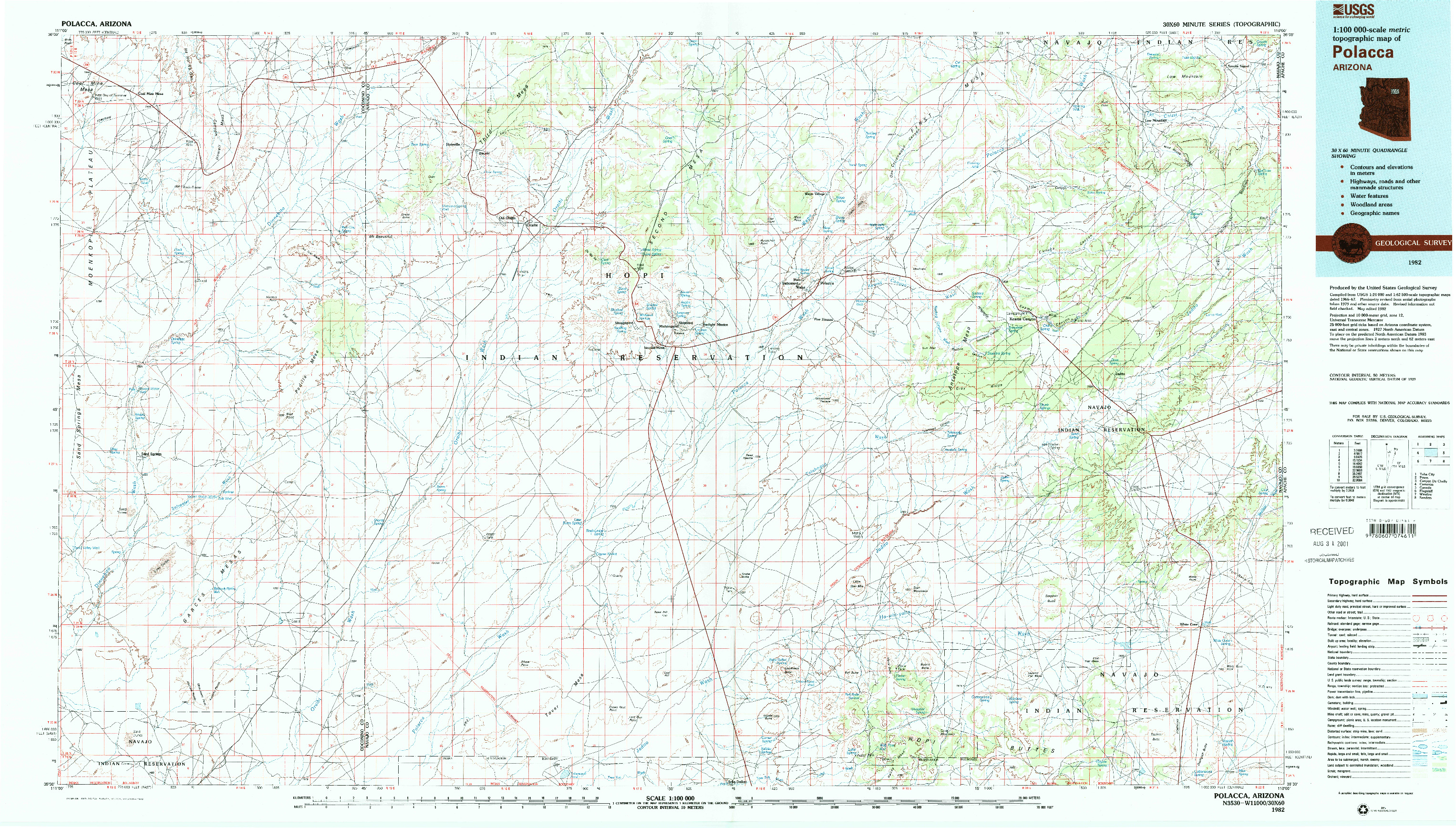 USGS 1:100000-SCALE QUADRANGLE FOR POLACCA, AZ 1982