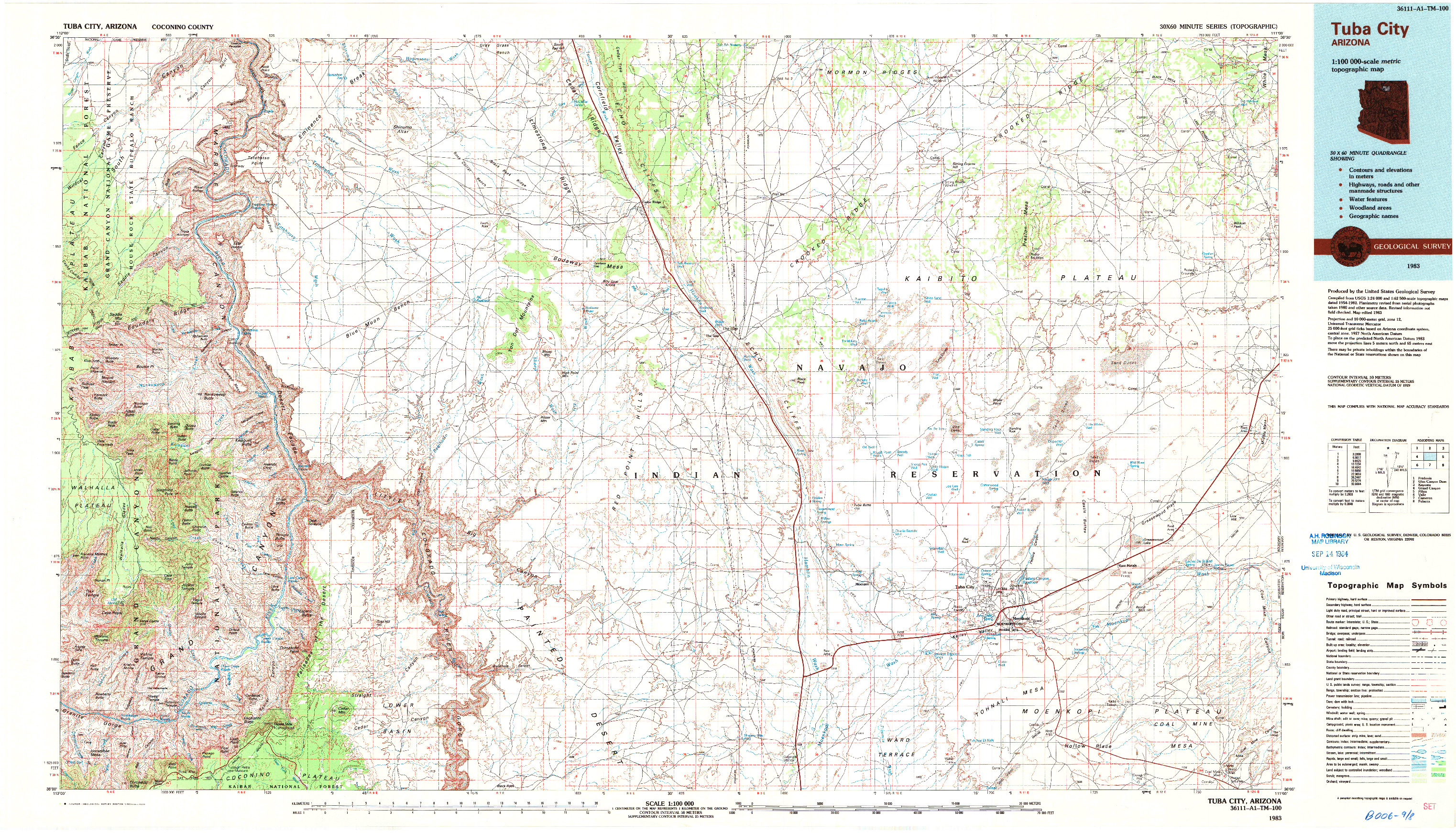 USGS 1:100000-SCALE QUADRANGLE FOR TUBA CITY, AZ 1983