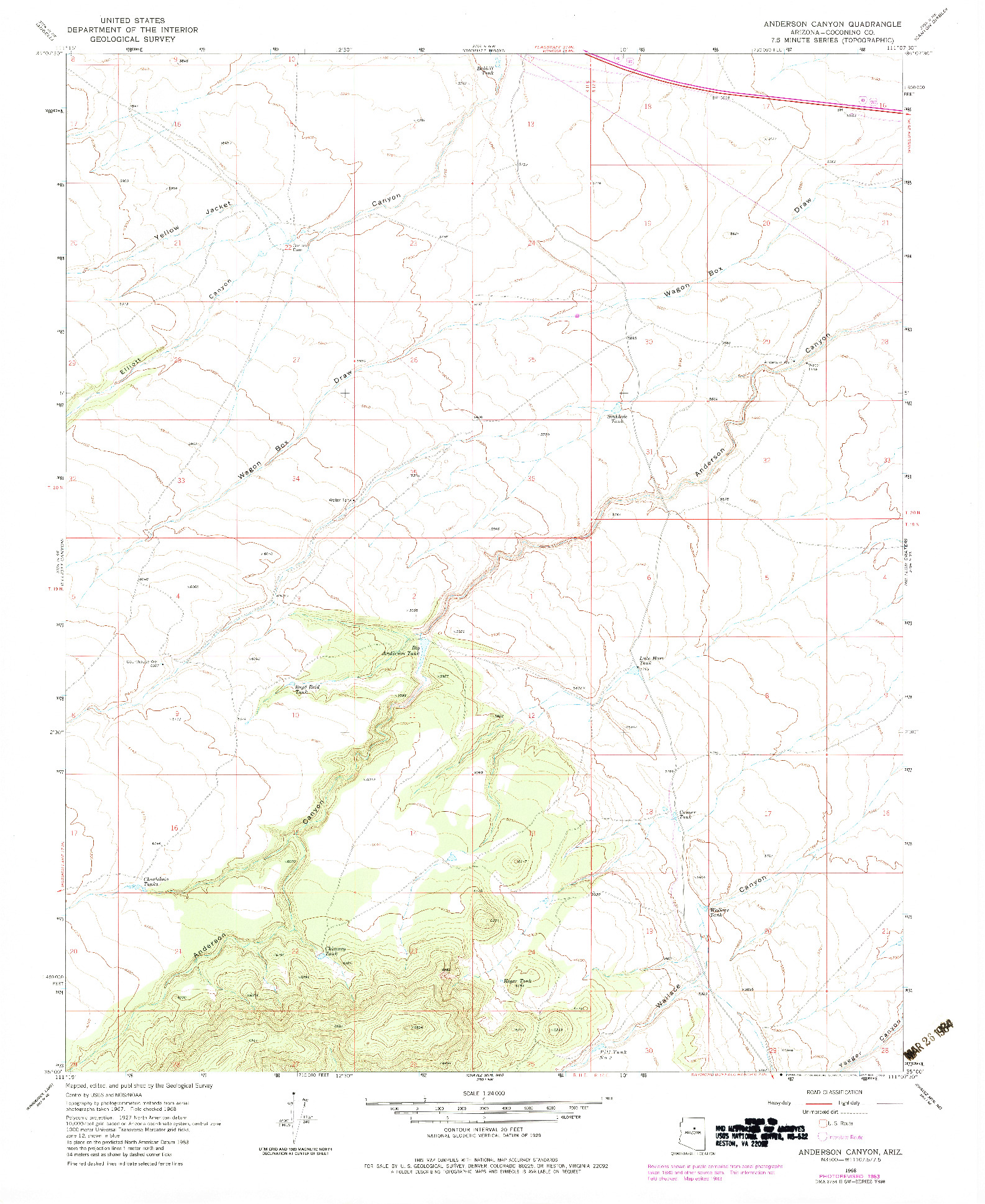 USGS 1:24000-SCALE QUADRANGLE FOR ANDERSON CANYON, AZ 1968