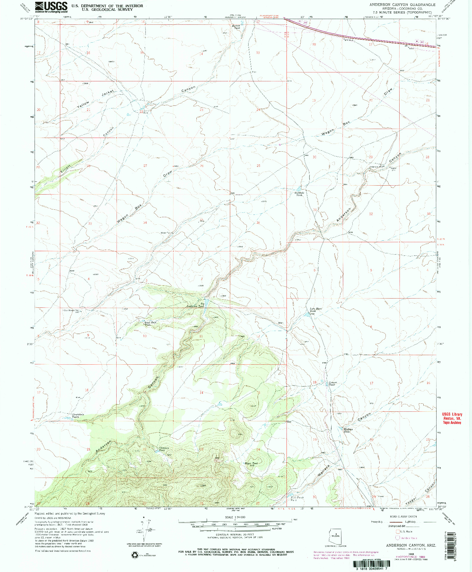 USGS 1:24000-SCALE QUADRANGLE FOR ANDERSON CANYON, AZ 1968