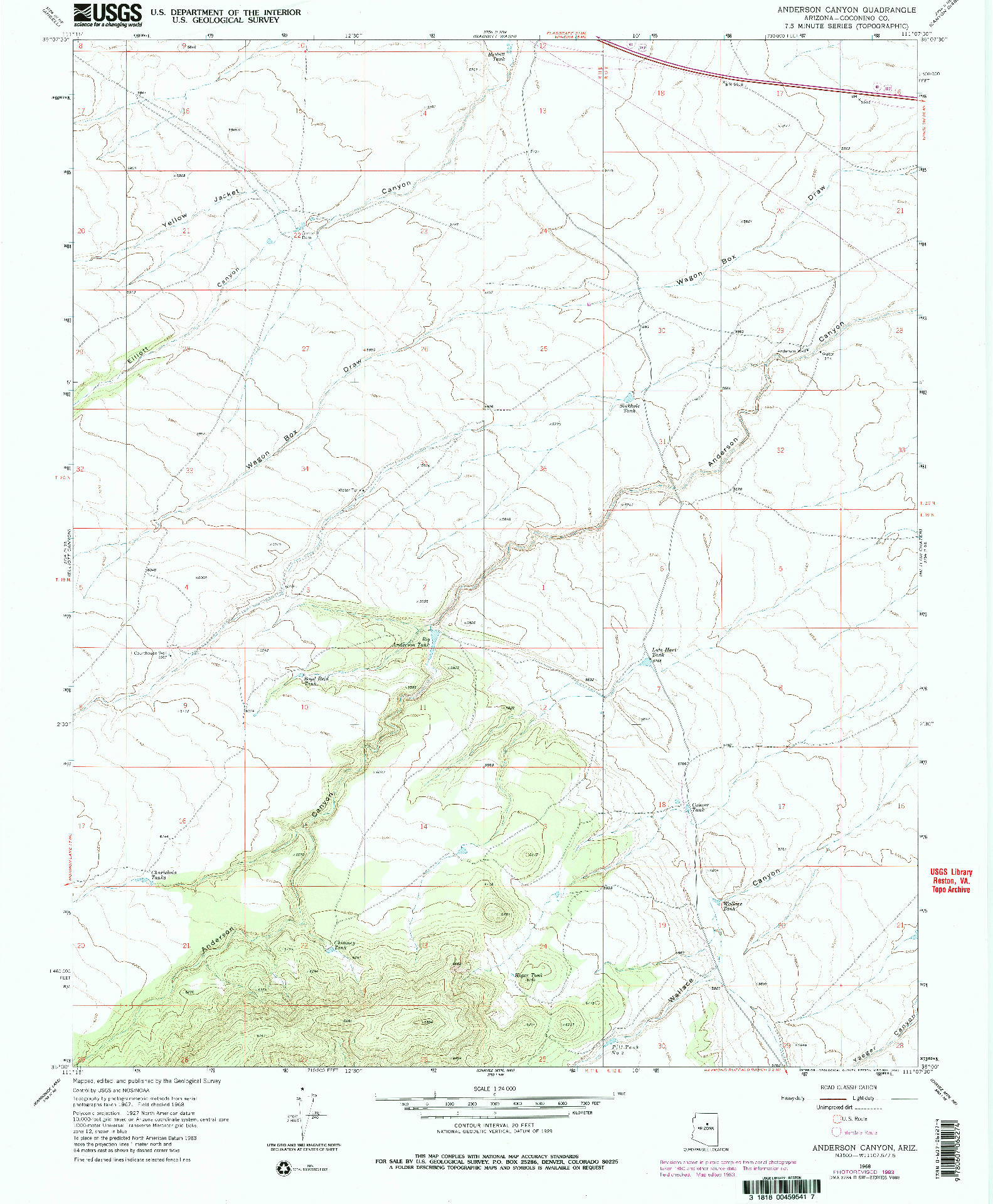 USGS 1:24000-SCALE QUADRANGLE FOR ANDERSON CANYON, AZ 1968