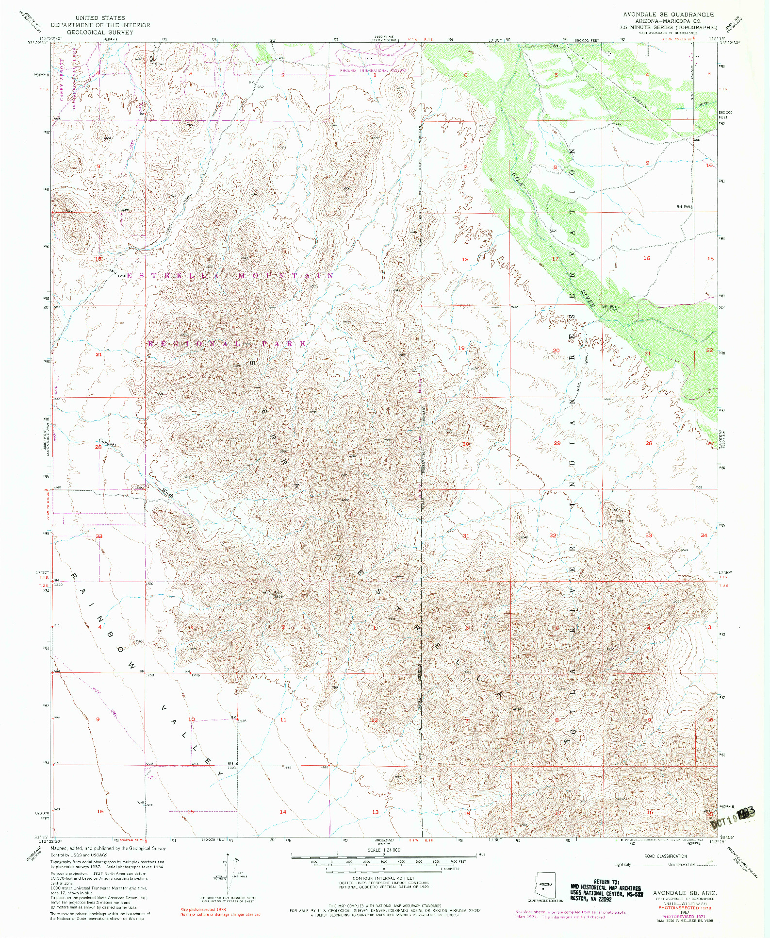 USGS 1:24000-SCALE QUADRANGLE FOR AVONDALE SE, AZ 1957