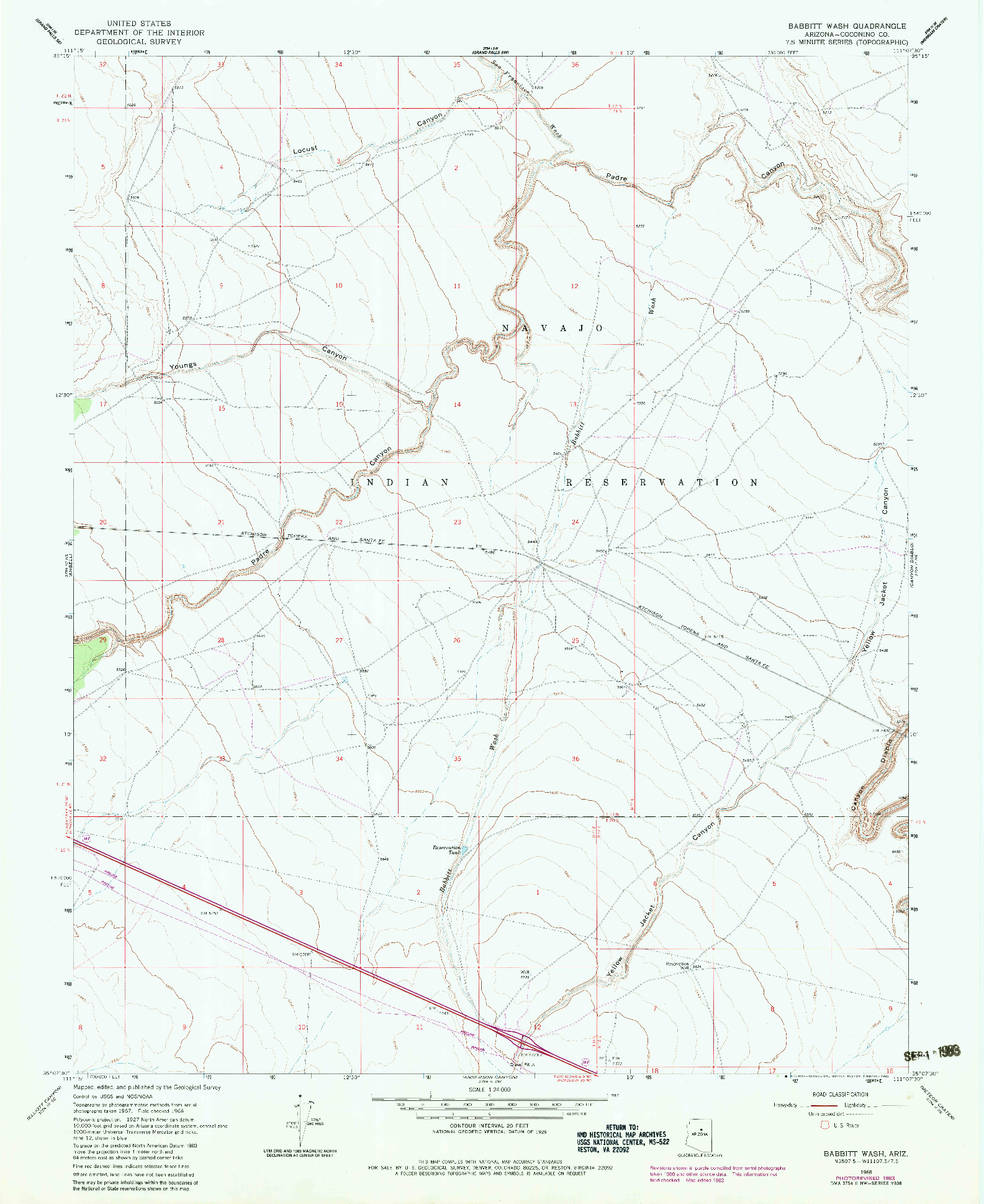 USGS 1:24000-SCALE QUADRANGLE FOR BABBITT WASH, AZ 1968