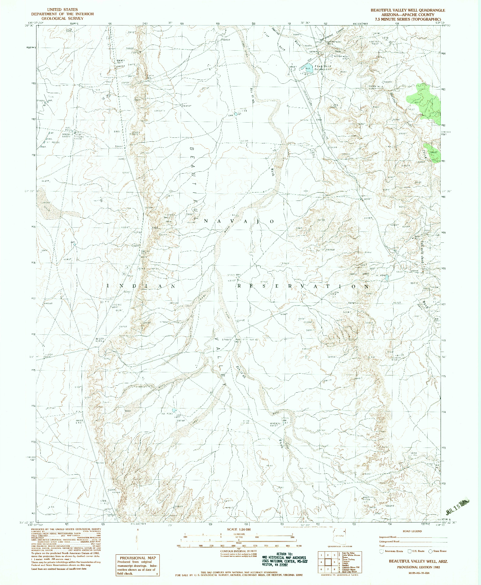 USGS 1:24000-SCALE QUADRANGLE FOR BEAUTIFUL VALLEY WELL, AZ 1983