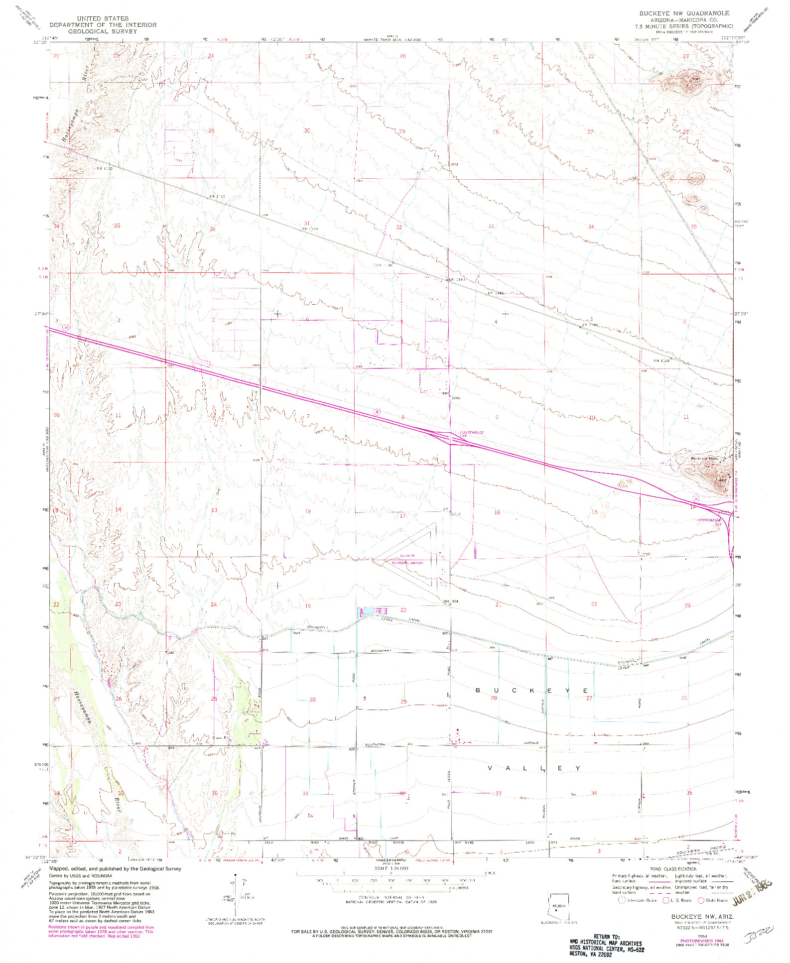 USGS 1:24000-SCALE QUADRANGLE FOR BUCKEYE NW, AZ 1958