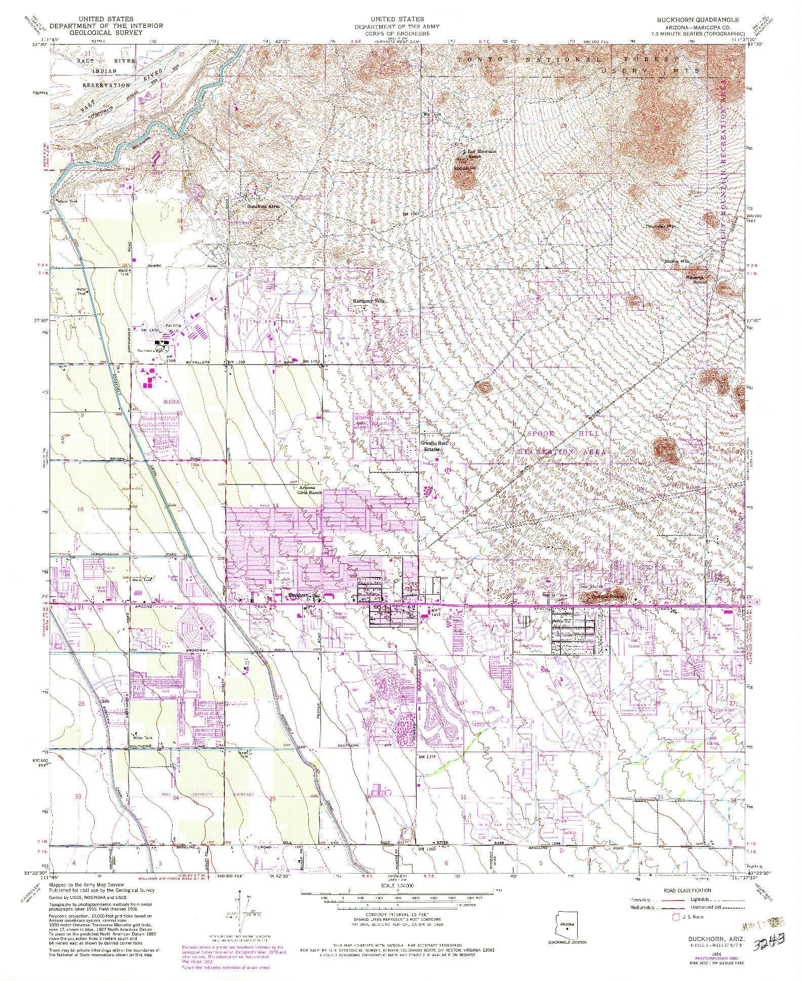 USGS 1:24000-SCALE QUADRANGLE FOR BUCKHORN, AZ 1956