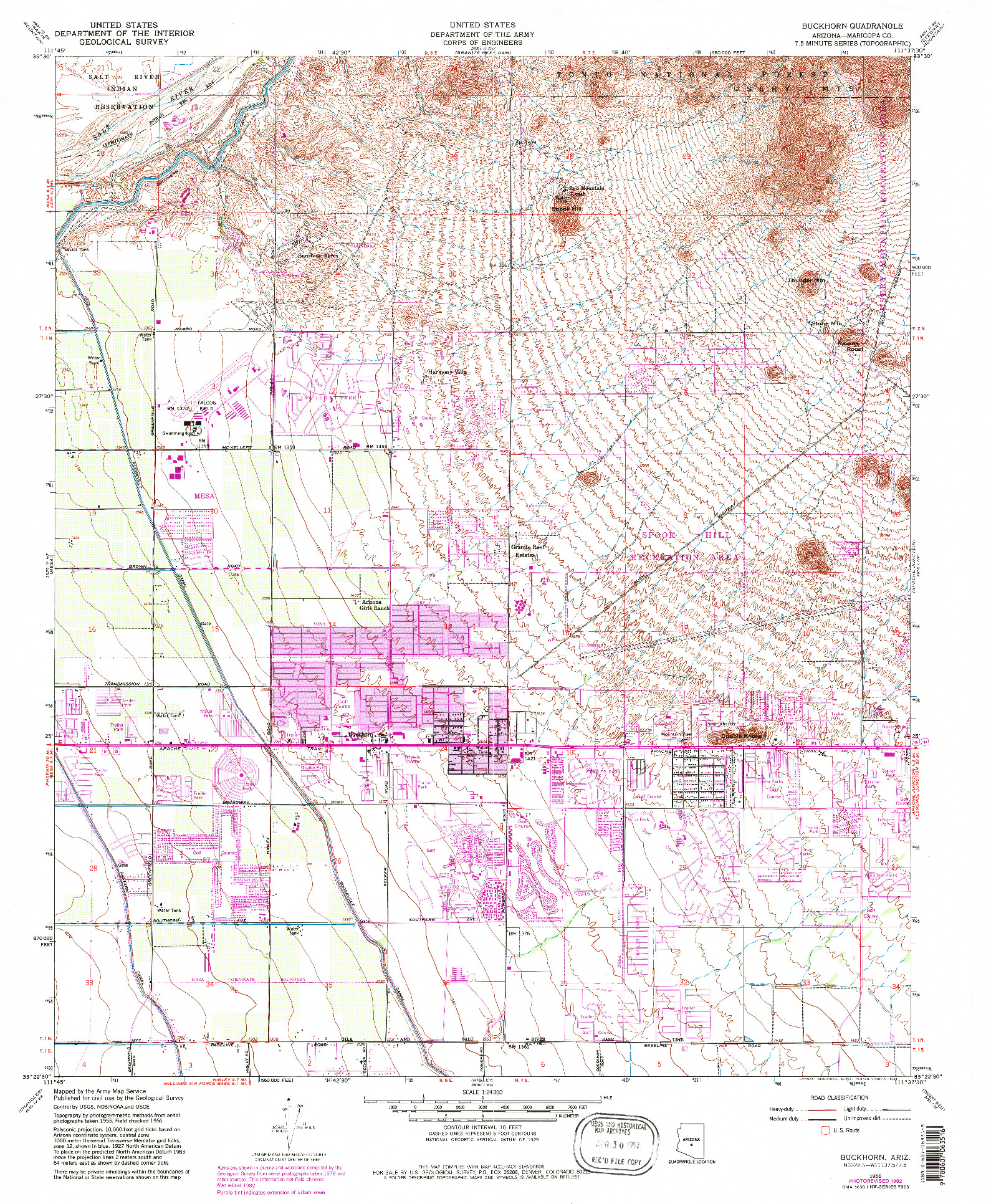 USGS 1:24000-SCALE QUADRANGLE FOR BUCKHORN, AZ 1956