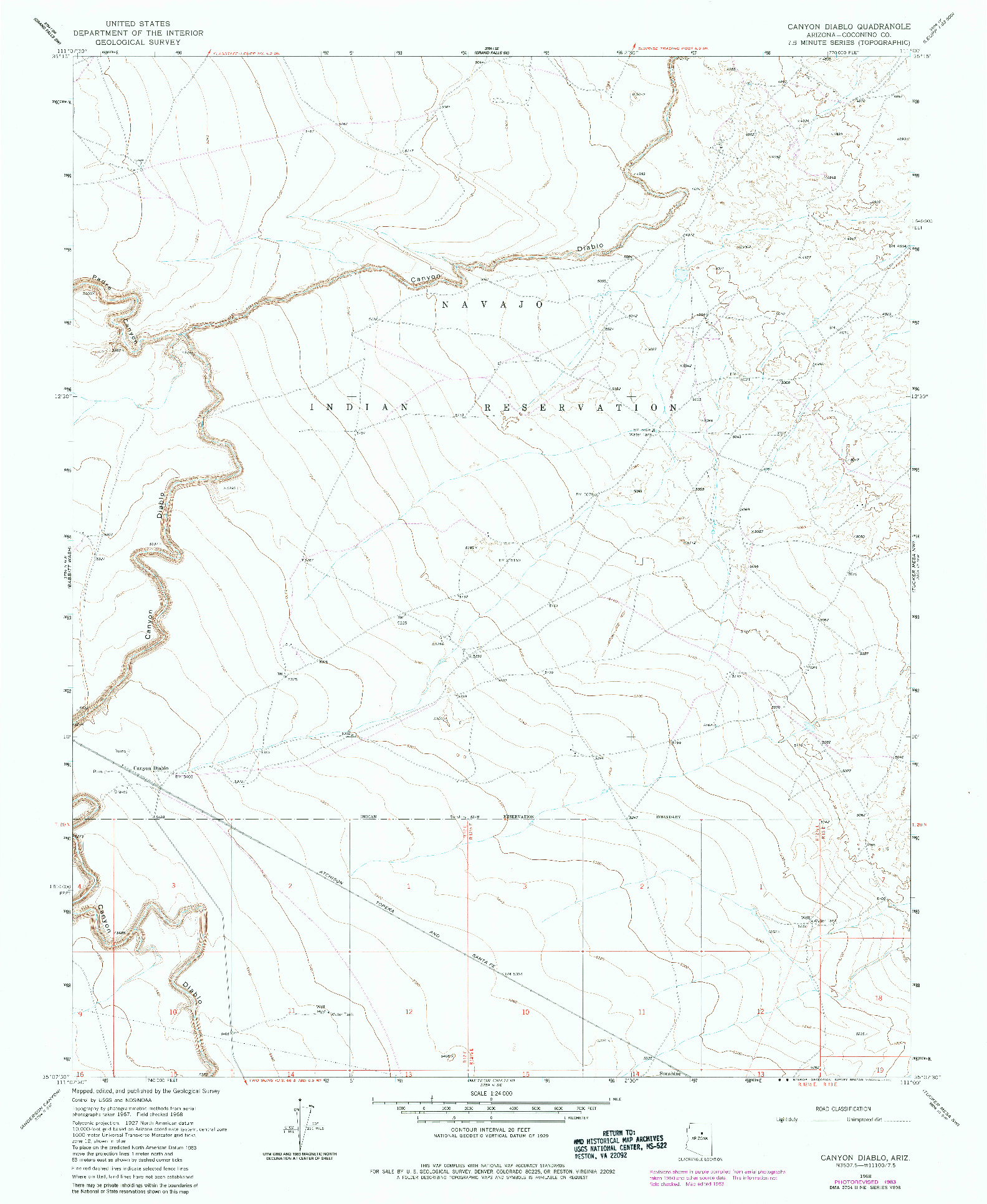 USGS 1:24000-SCALE QUADRANGLE FOR CANYON DIABLO, AZ 1968
