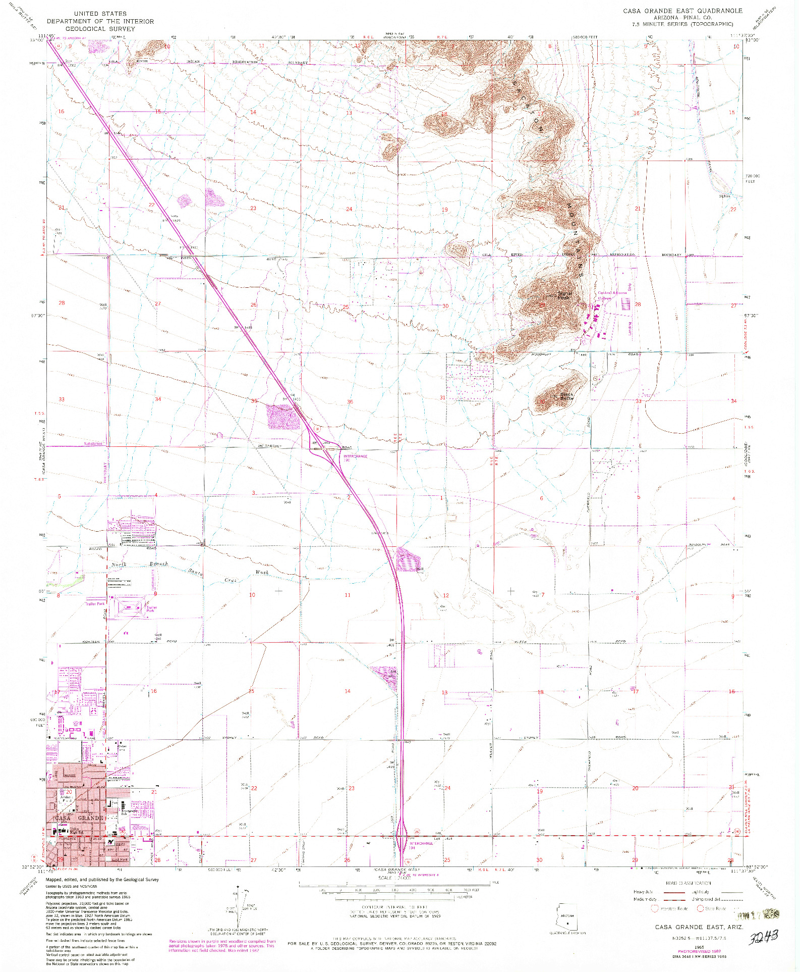 USGS 1:24000-SCALE QUADRANGLE FOR CASA GRANDE EAST, AZ 1965