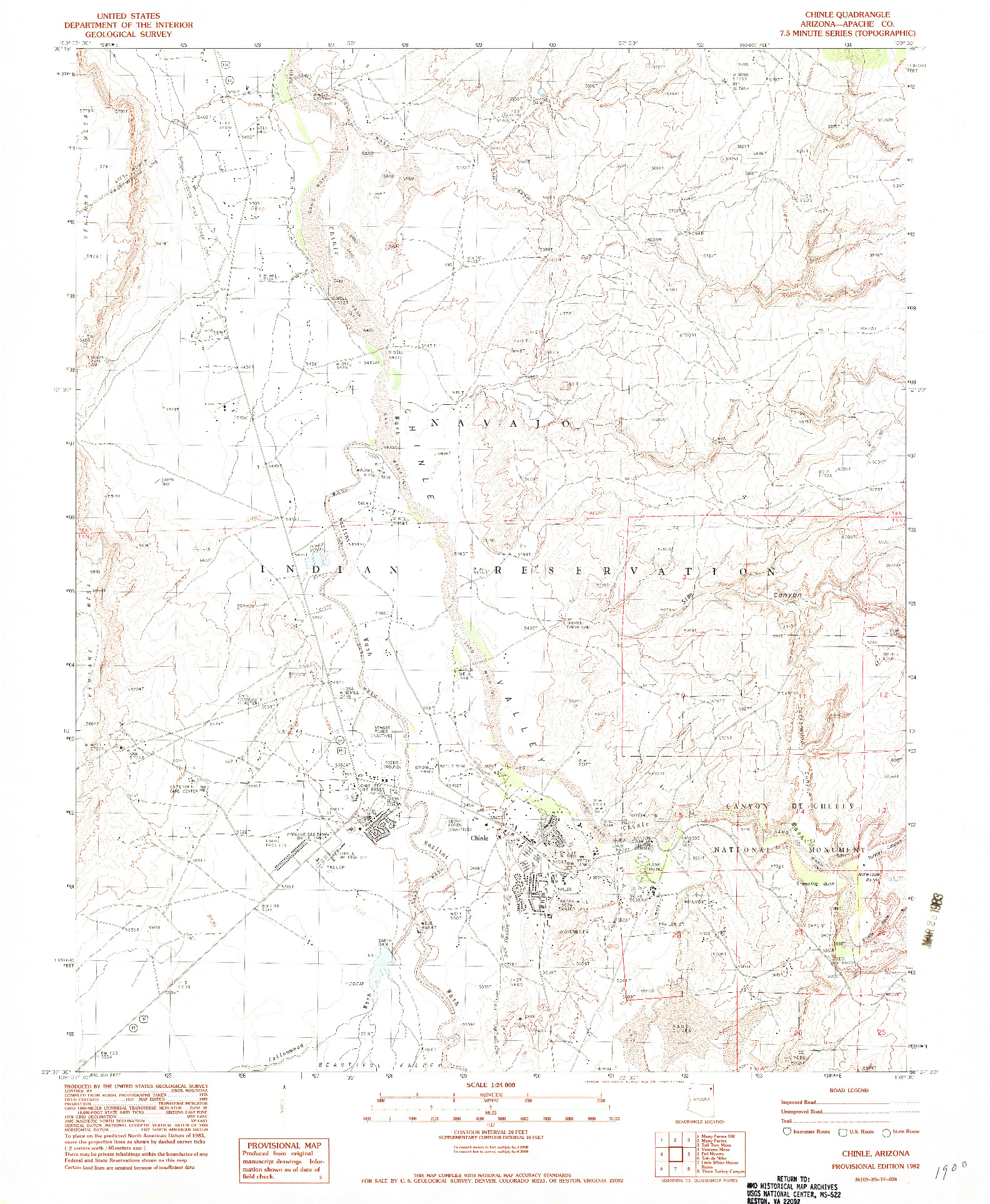 USGS 1:24000-SCALE QUADRANGLE FOR CHINLE, AZ 1982