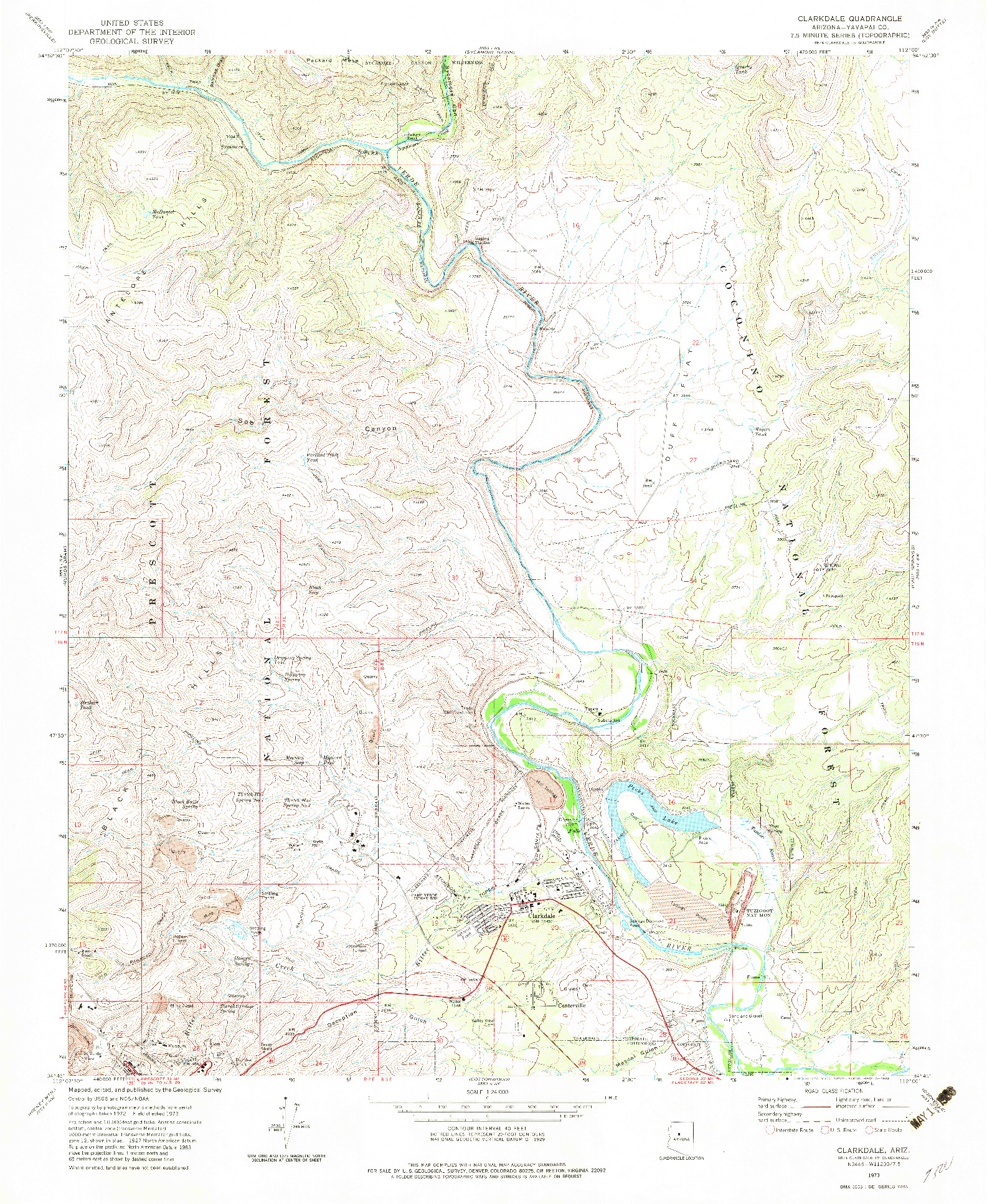 USGS 1:24000-SCALE QUADRANGLE FOR CLARKDALE, AZ 1973