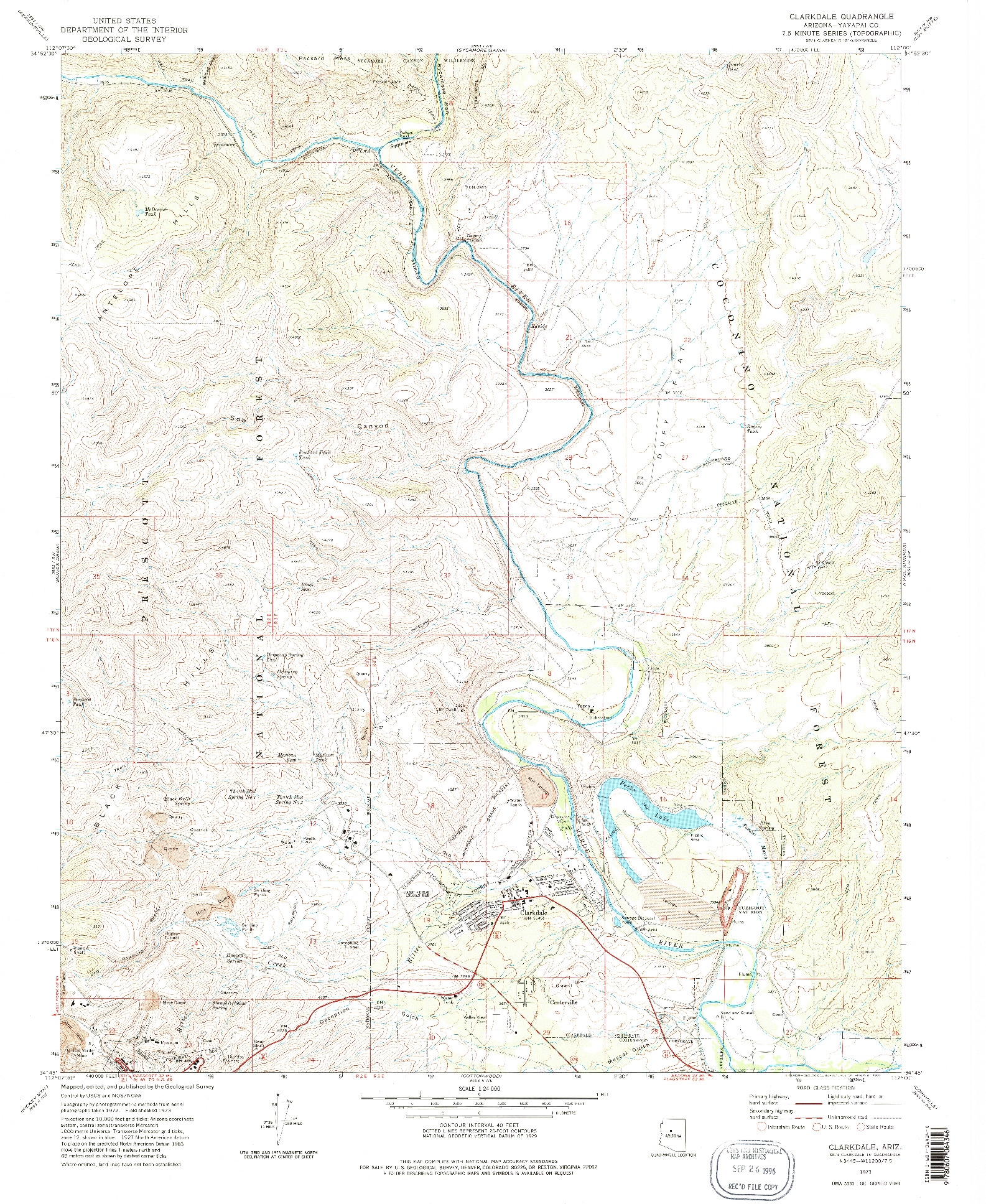 USGS 1:24000-SCALE QUADRANGLE FOR CLARKDALE, AZ 1973