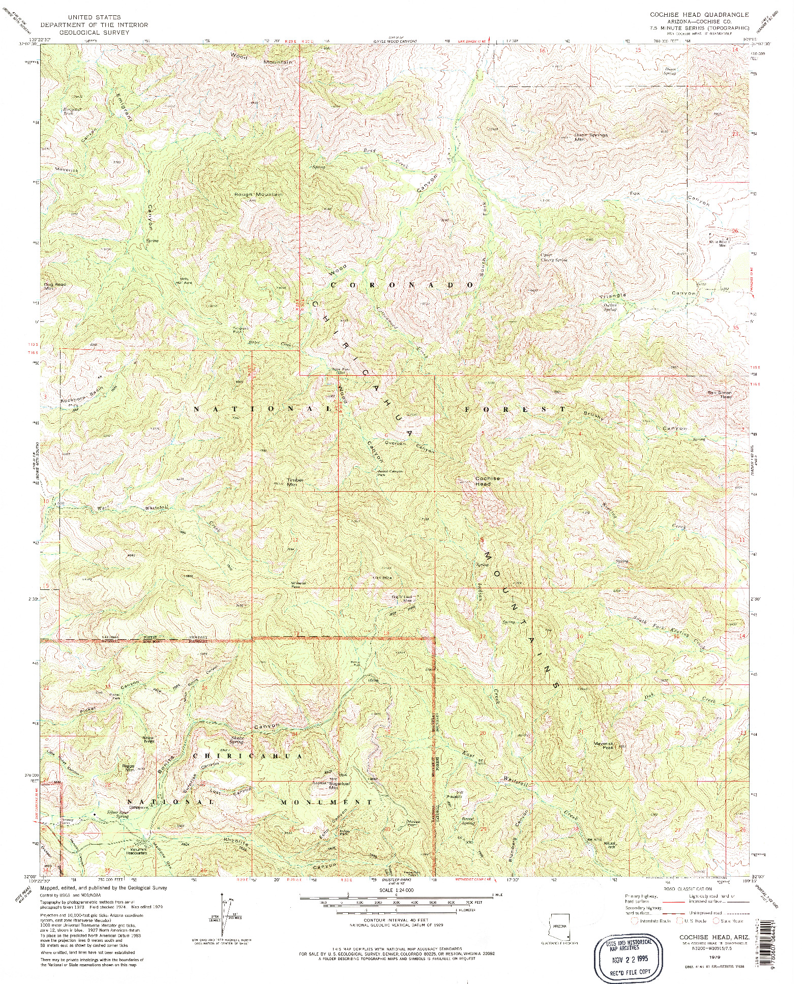 USGS 1:24000-SCALE QUADRANGLE FOR COCHISE HEAD, AZ 1979