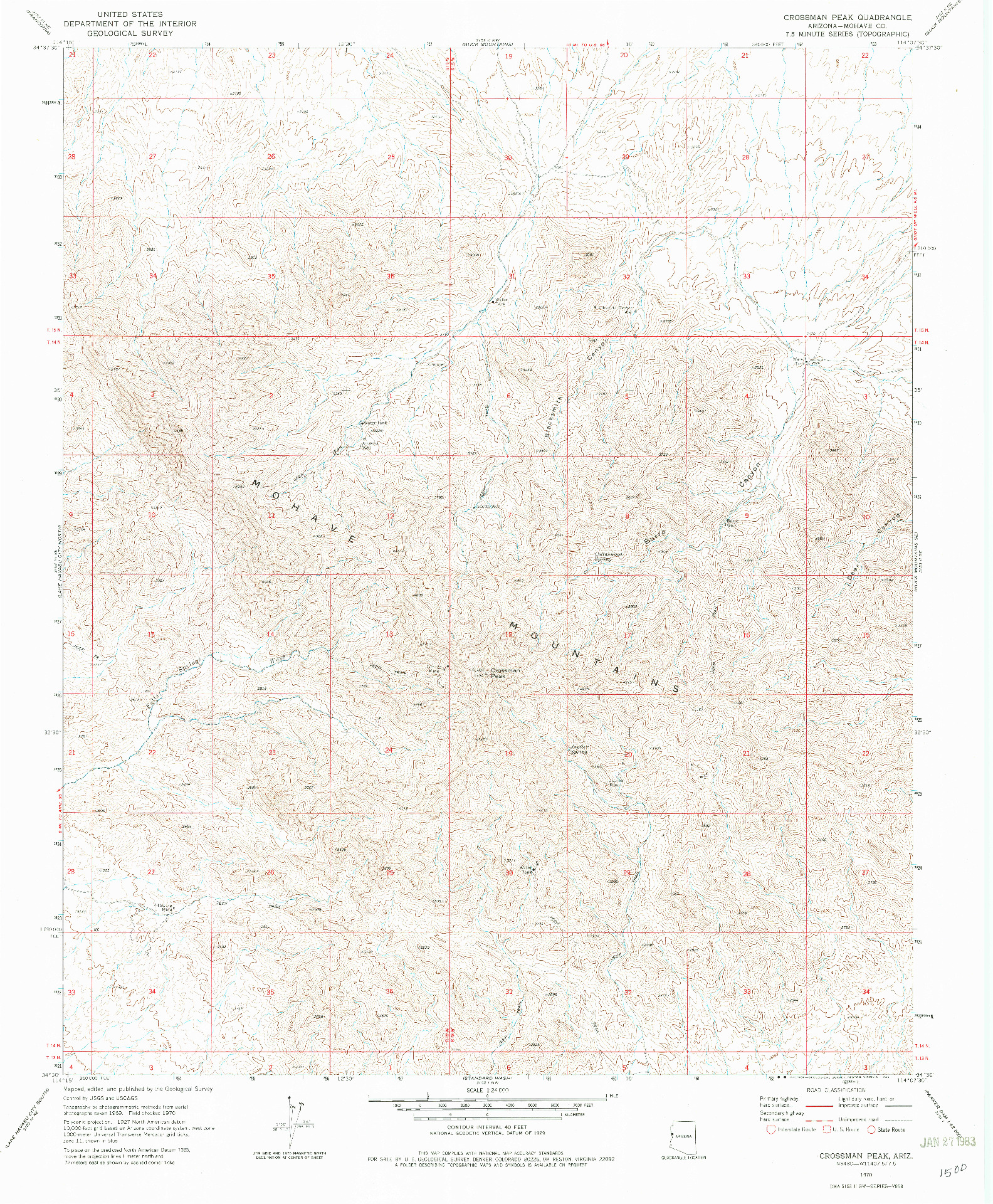 USGS 1:24000-SCALE QUADRANGLE FOR CROSSMAN PEAK, AZ 1970