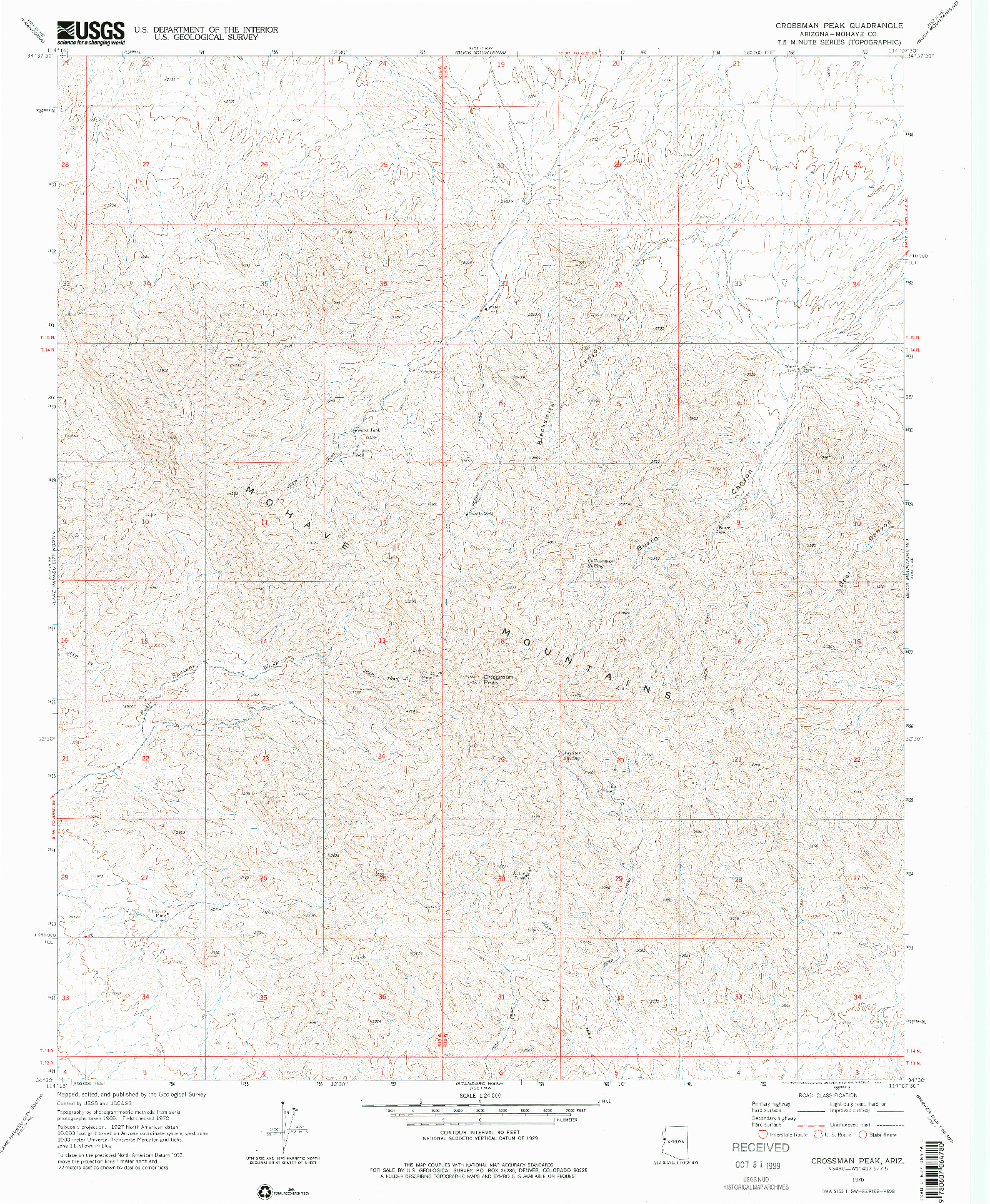 USGS 1:24000-SCALE QUADRANGLE FOR CROSSMAN PEAK, AZ 1970