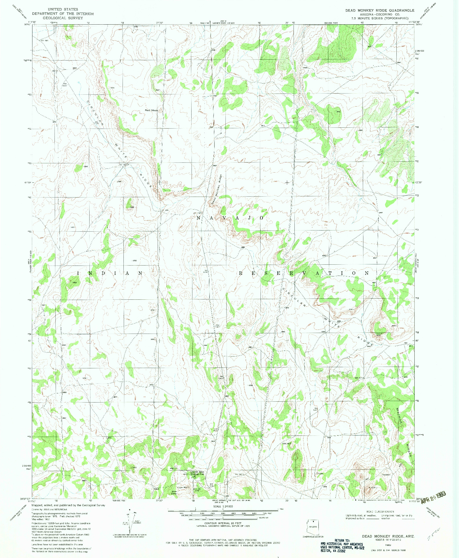 USGS 1:24000-SCALE QUADRANGLE FOR DEAD MONKEY RIDGE, AZ 1982