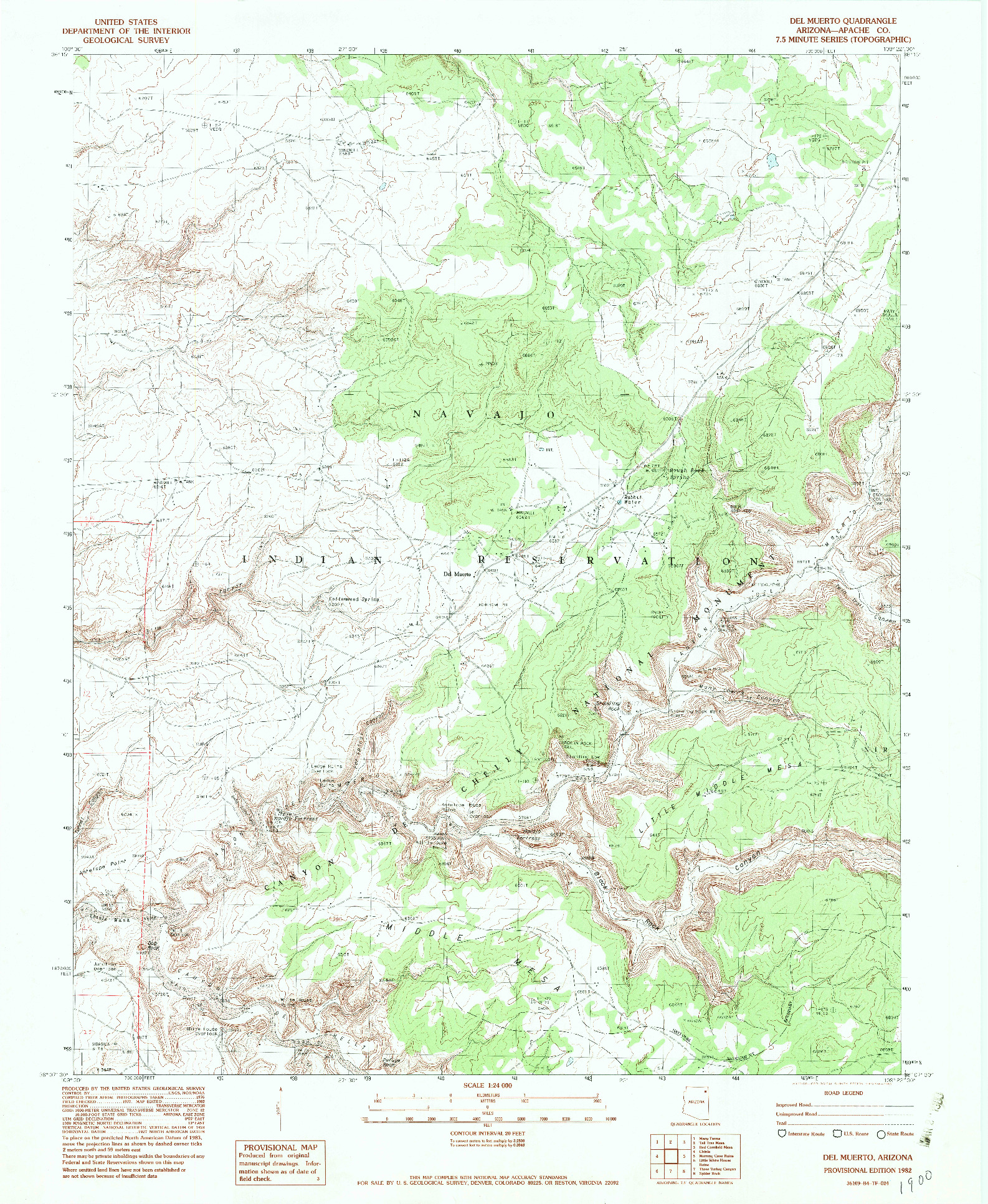 USGS 1:24000-SCALE QUADRANGLE FOR DEL MUERTO, AZ 1982