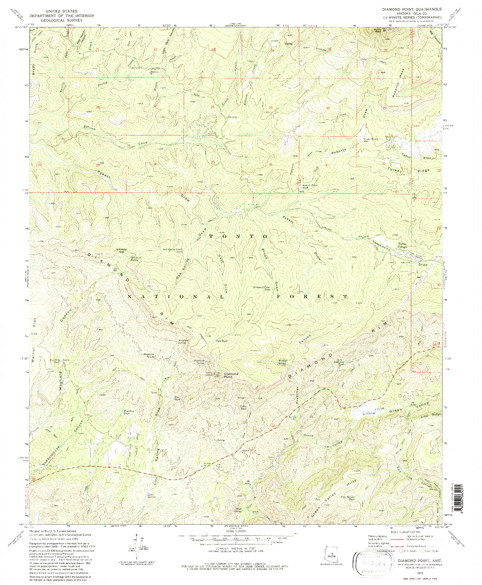 USGS 1:24000-SCALE QUADRANGLE FOR DIAMOND POINT, AZ 1973