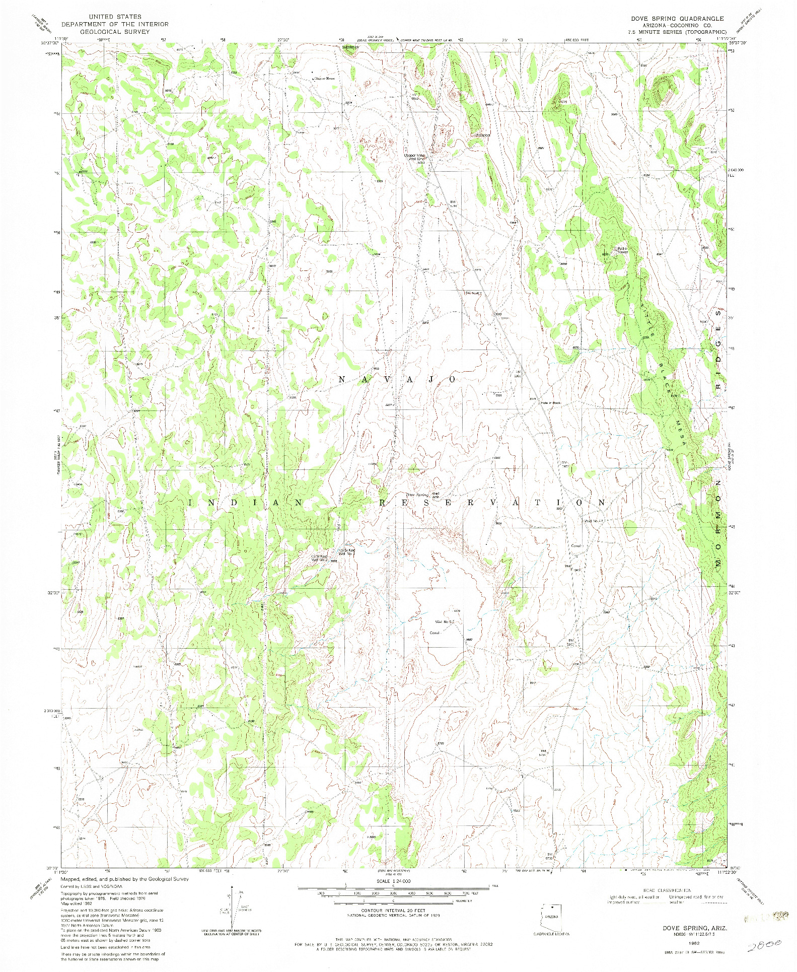 USGS 1:24000-SCALE QUADRANGLE FOR DOVE SPRING, AZ 1982