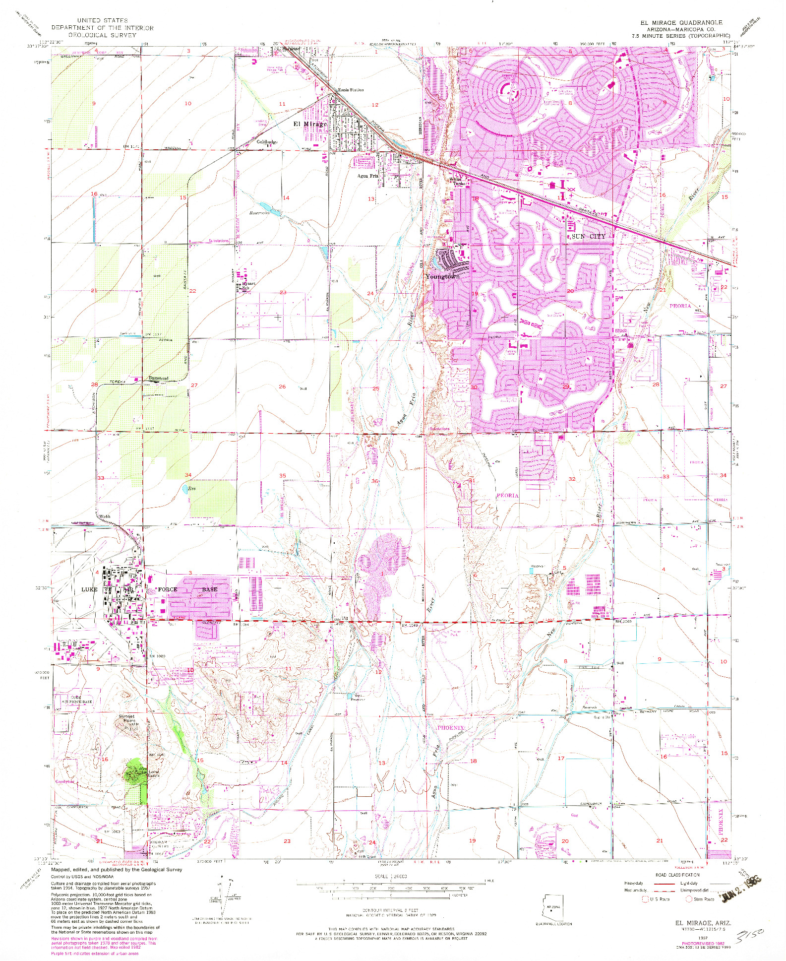 USGS 1:24000-SCALE QUADRANGLE FOR EL MIRAGE, AZ 1957