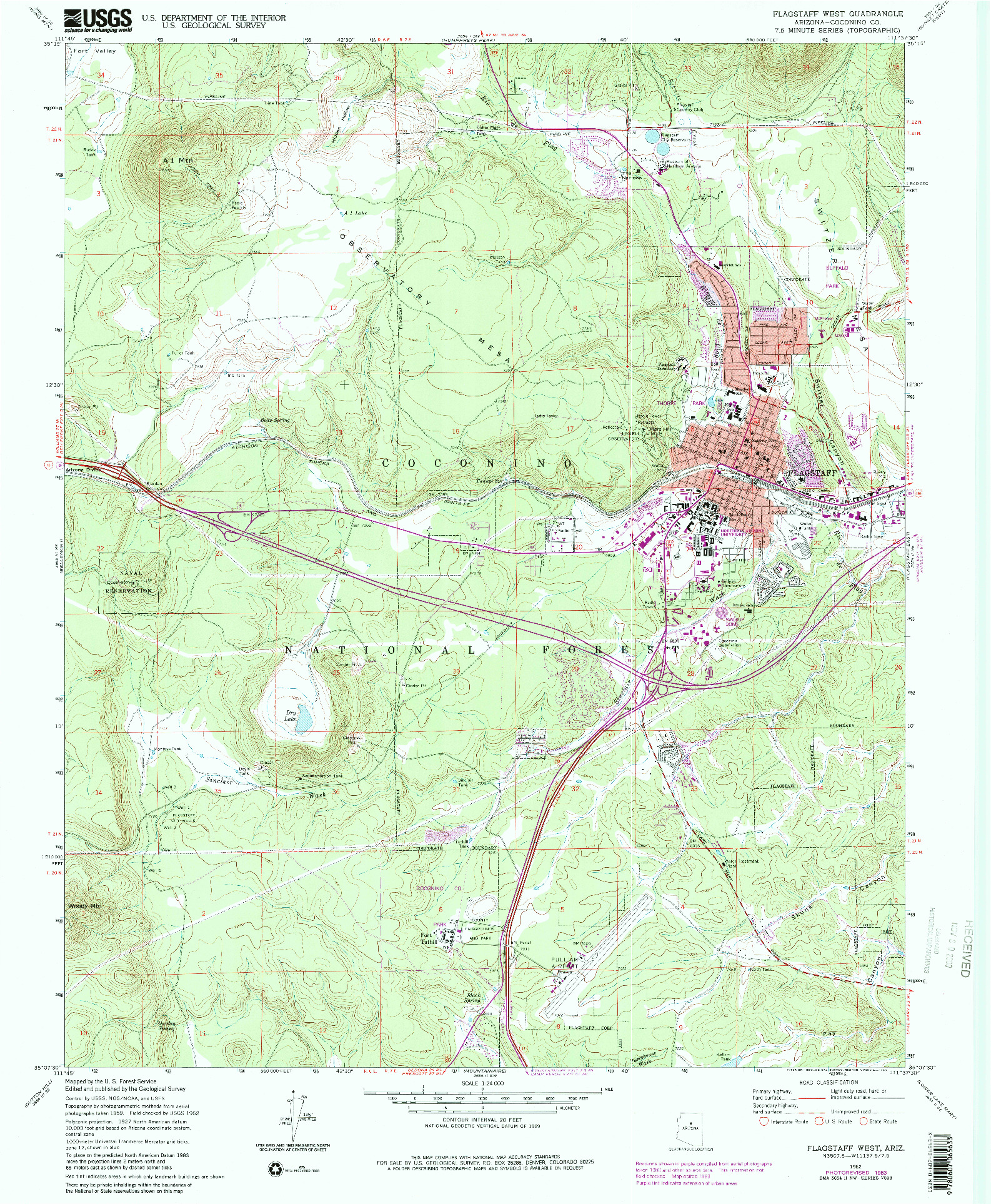 USGS 1:24000-SCALE QUADRANGLE FOR FLAGSTAFF WEST, AZ 1962