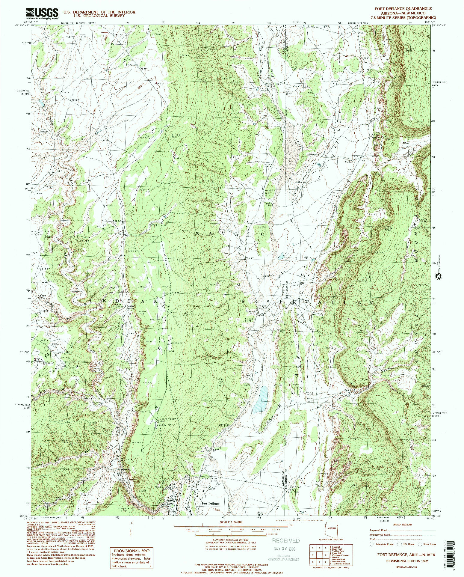 USGS 1:24000-SCALE QUADRANGLE FOR FORT DEFIANCE, AZ 1982