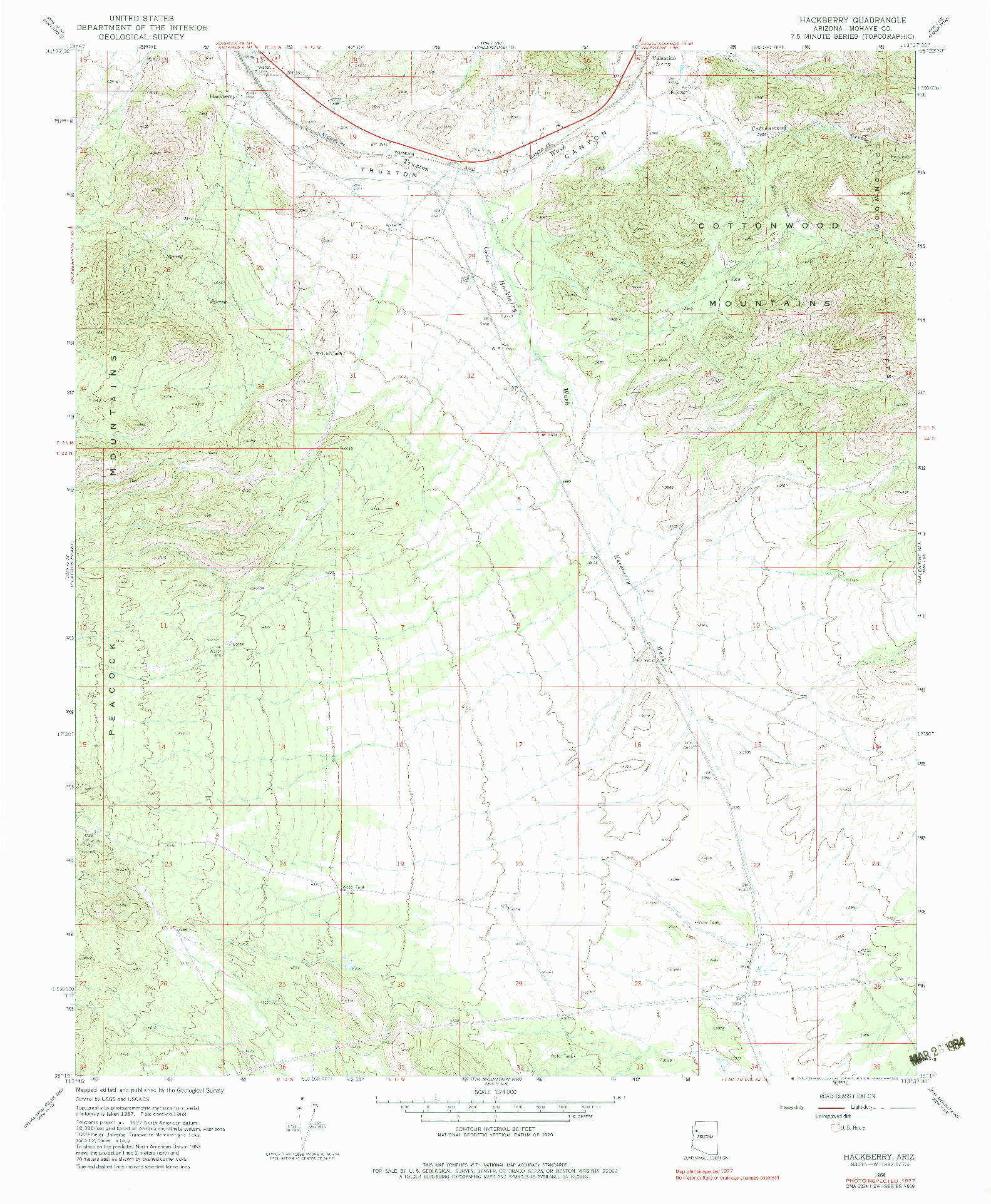 USGS 1:24000-SCALE QUADRANGLE FOR HACKBERRY, AZ 1968